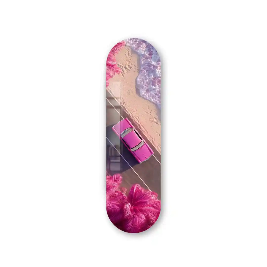 Cuadro Patineta con Coche Rosa Tropical | Pink Drive
