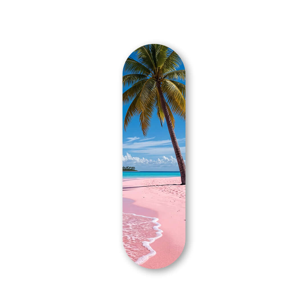 Cuadro Patineta Playa Rosa con Palmeras | Decoración Tropical