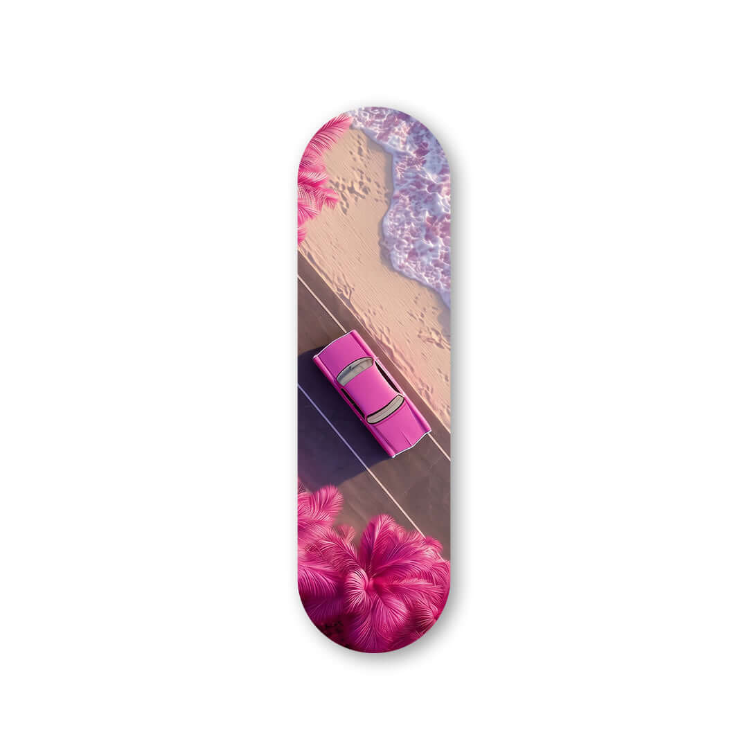 Cuadro Patineta con Coche Rosa | Decoración Urbana Neón