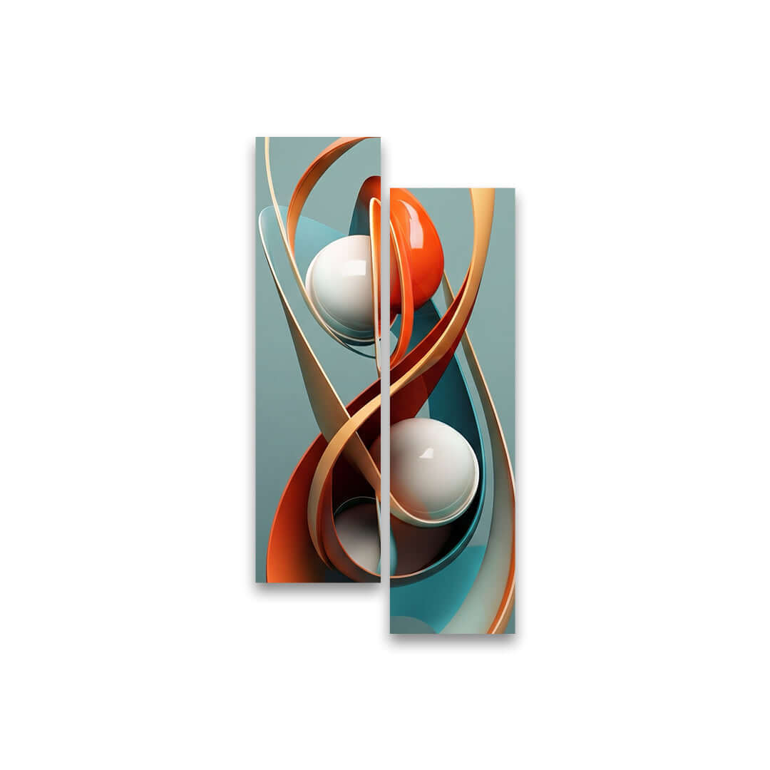 Cuadro Díptico Abstracto Turquesa y Naranja | Decoración Moderna