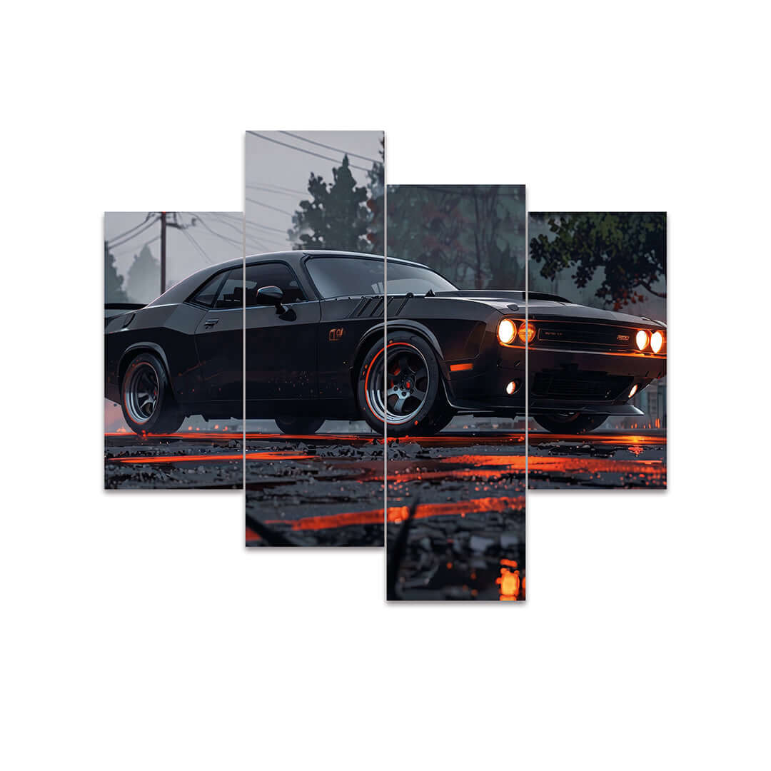 Cuadro de Metacrilato Dodge Challenger Negro | Decoración de Coches