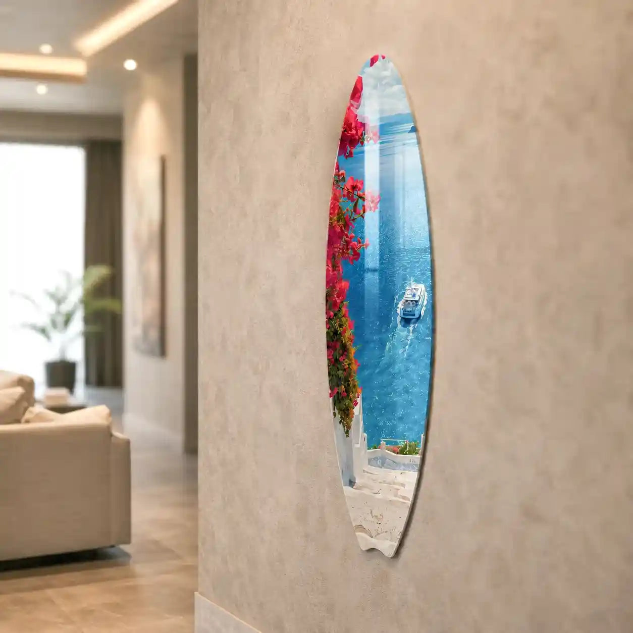 Cuadro Vertical Tabla Surf Mediterráneo Azul