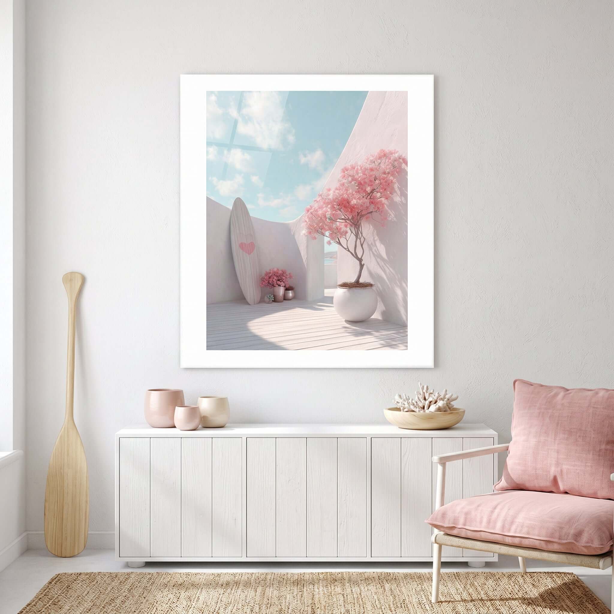 Cuadro Póster Costa Rosa | Decoración Marina Pastel