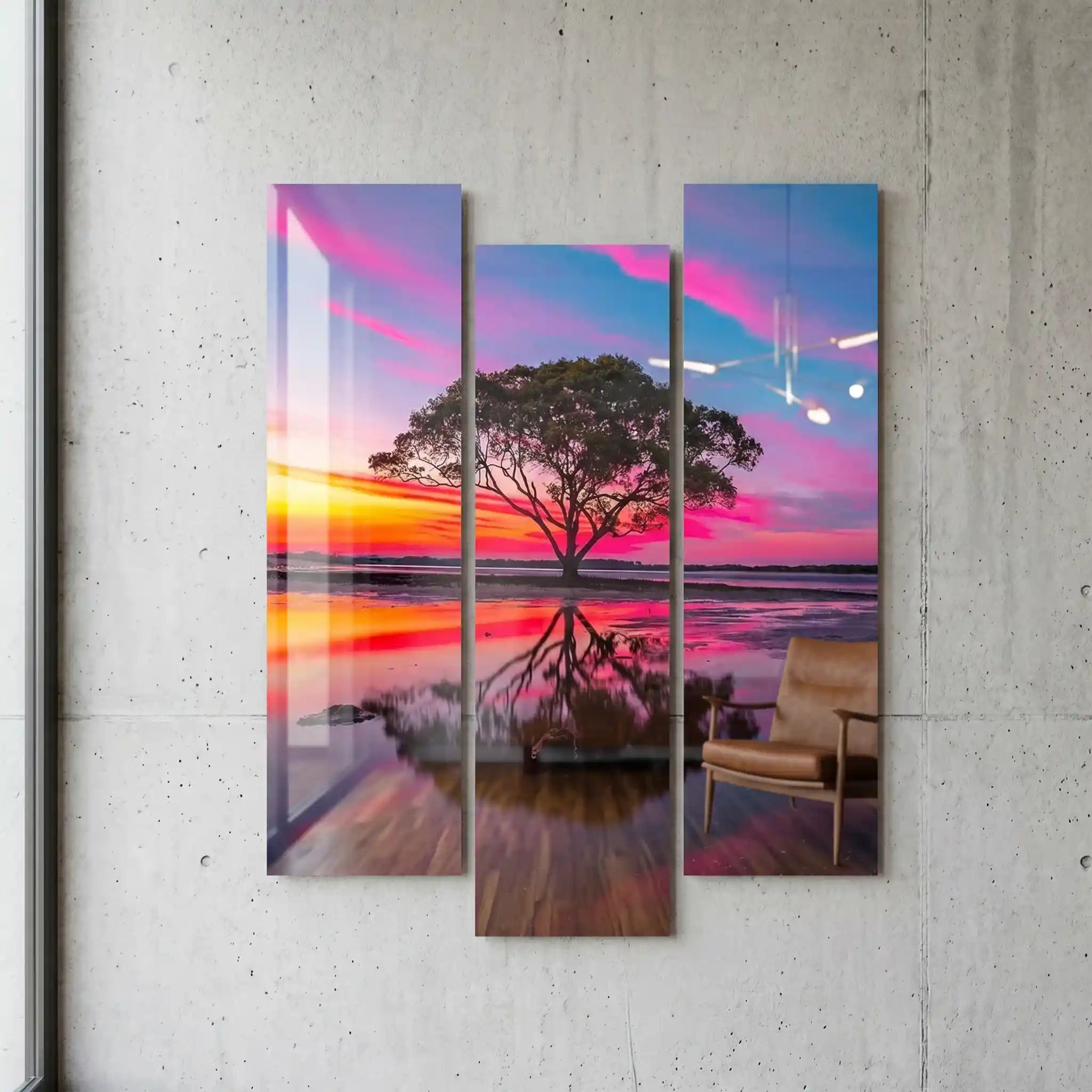 Cuadro Árbol al Atardecer | Reflejo Carmesí