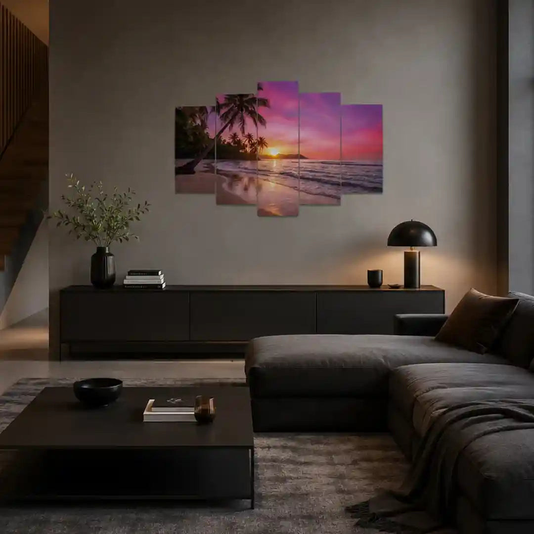 Cuadro de Metacrilato Playa al Atardecer | Decoración Tropical