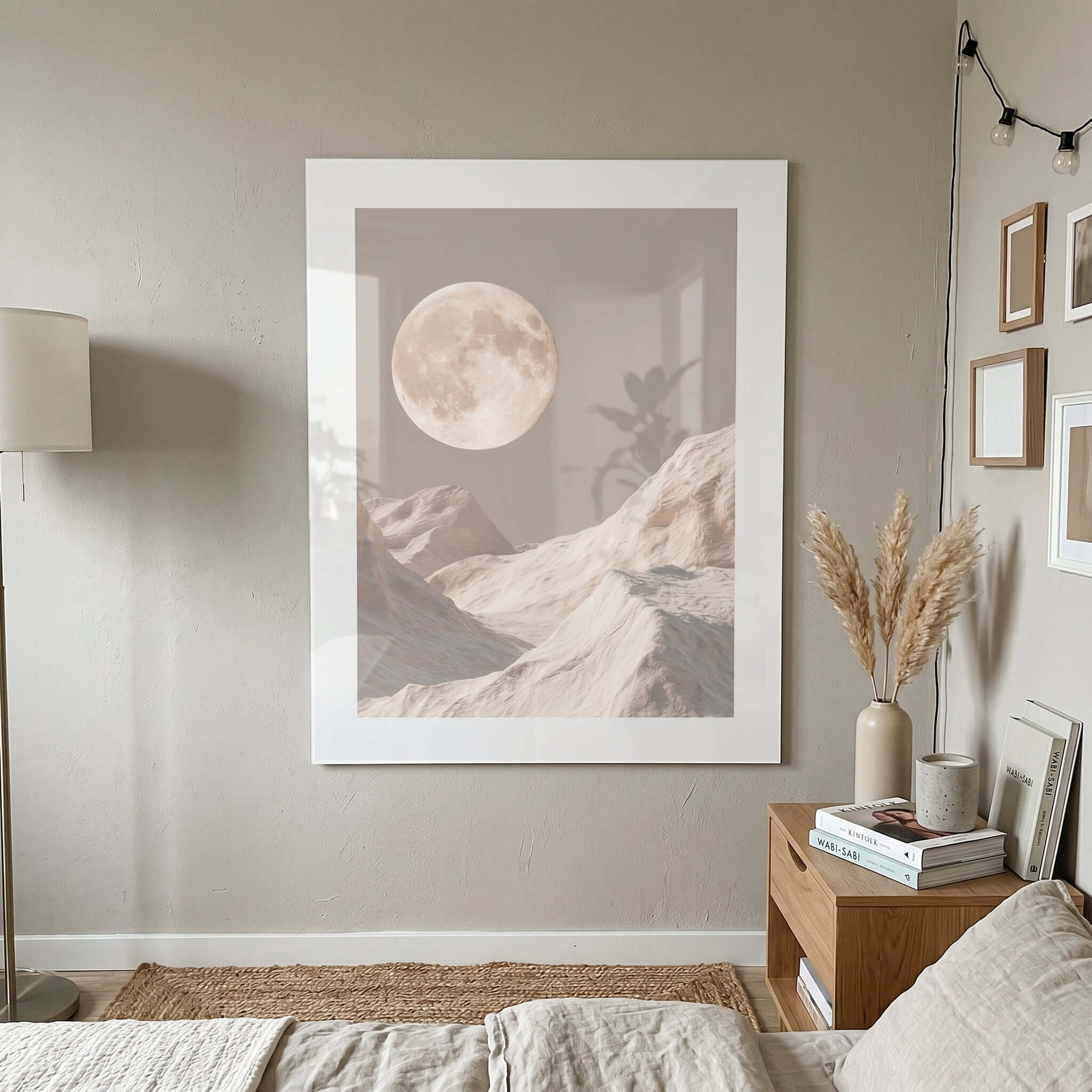 Cuadro Póster Luna sobre Montañas | Decoración Minimalista