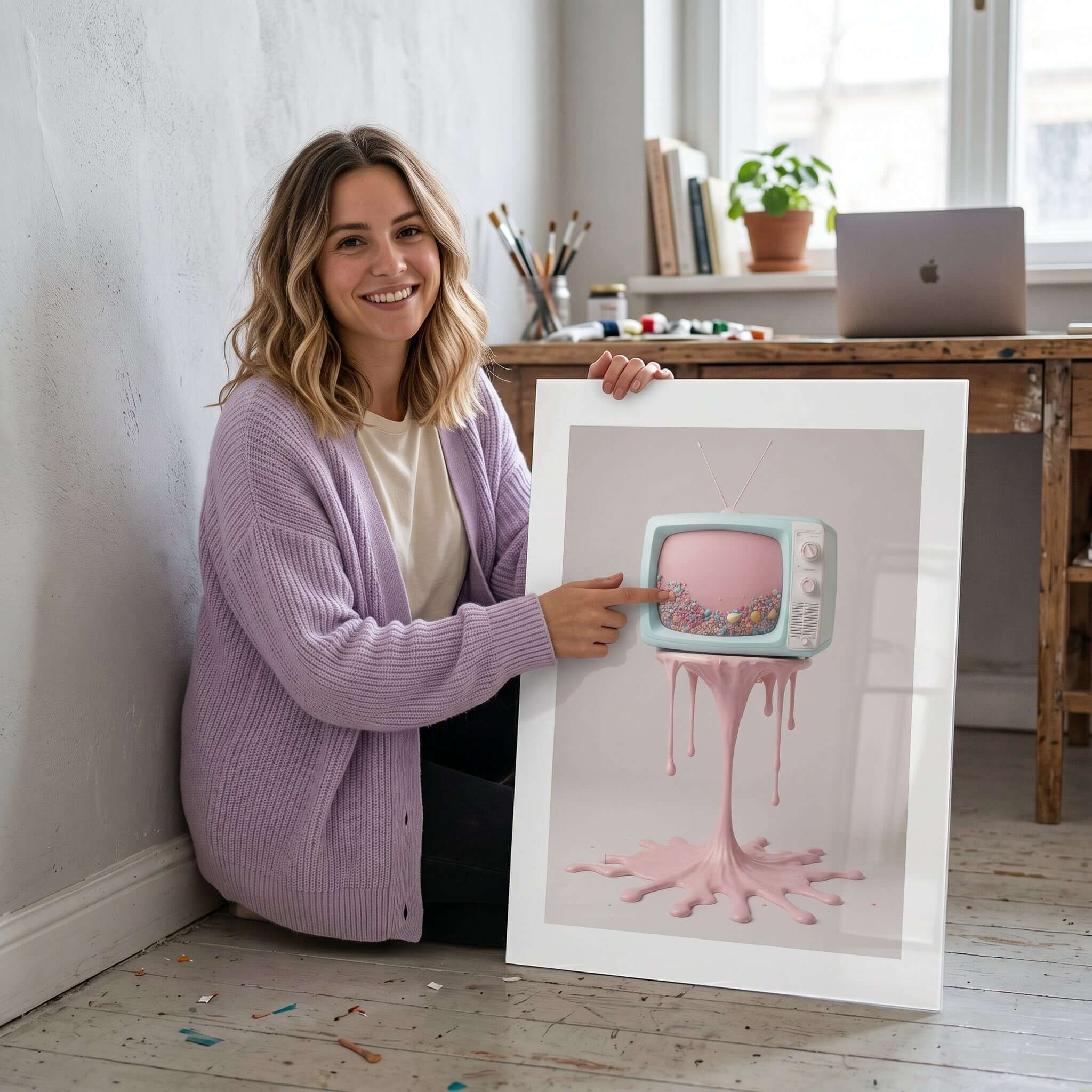 Cuadro Póster TV Vintage Derretida | Decoración Surrealista