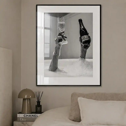 Cuadro Champagne en la Bañera | Black & White