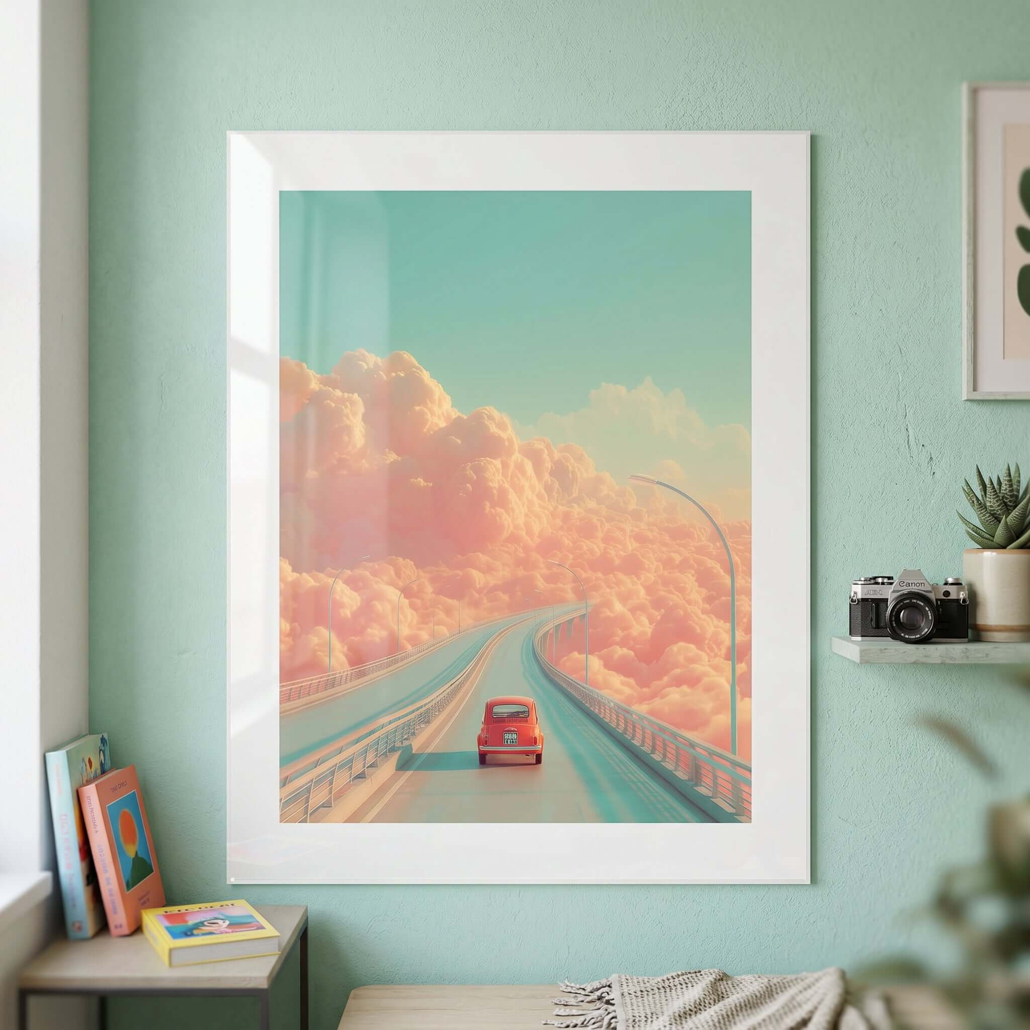 Cuadro Póster Coche en Carretera | Decoración Surrealista
