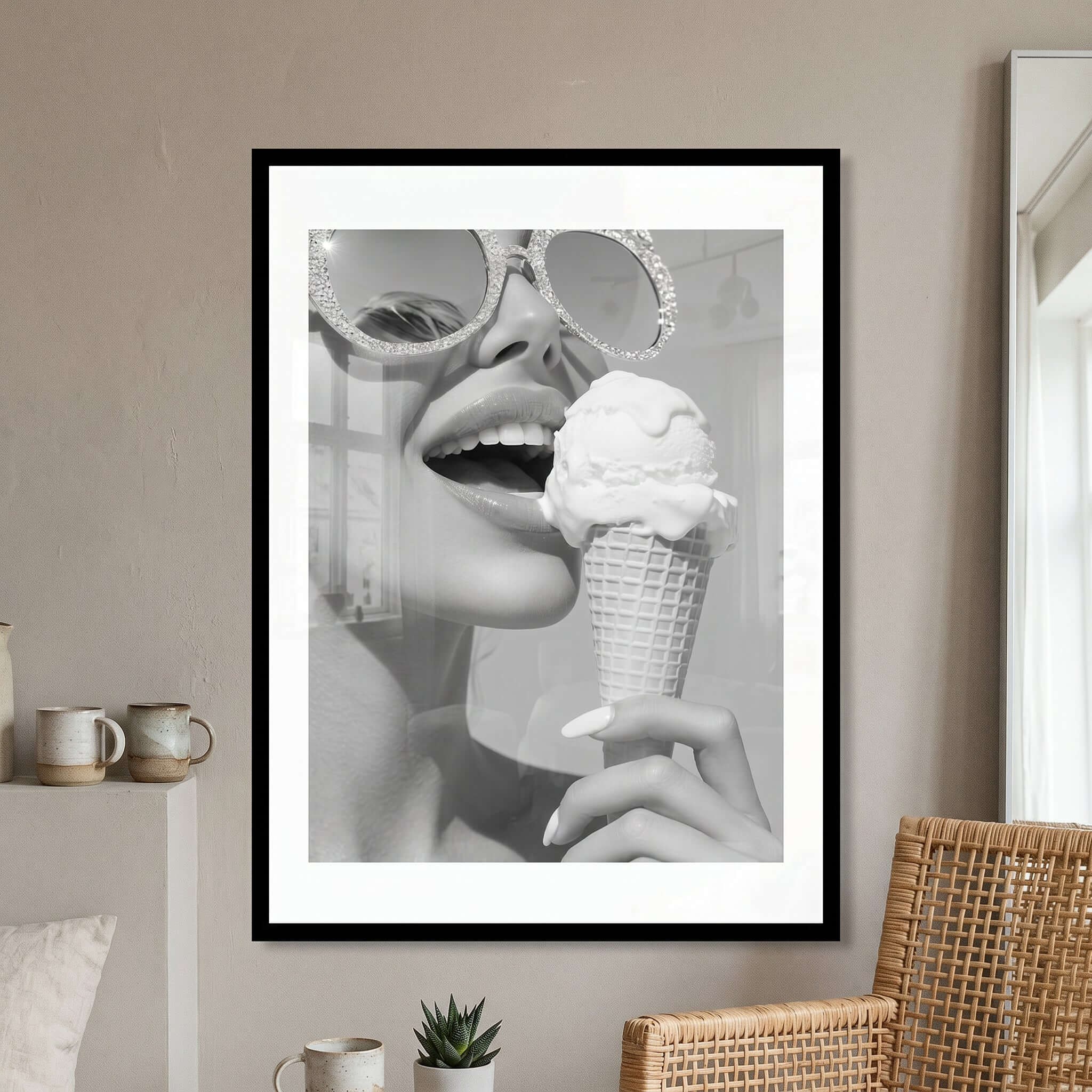 Cuadro Póster Mujer con Helado | Decoración Moderna