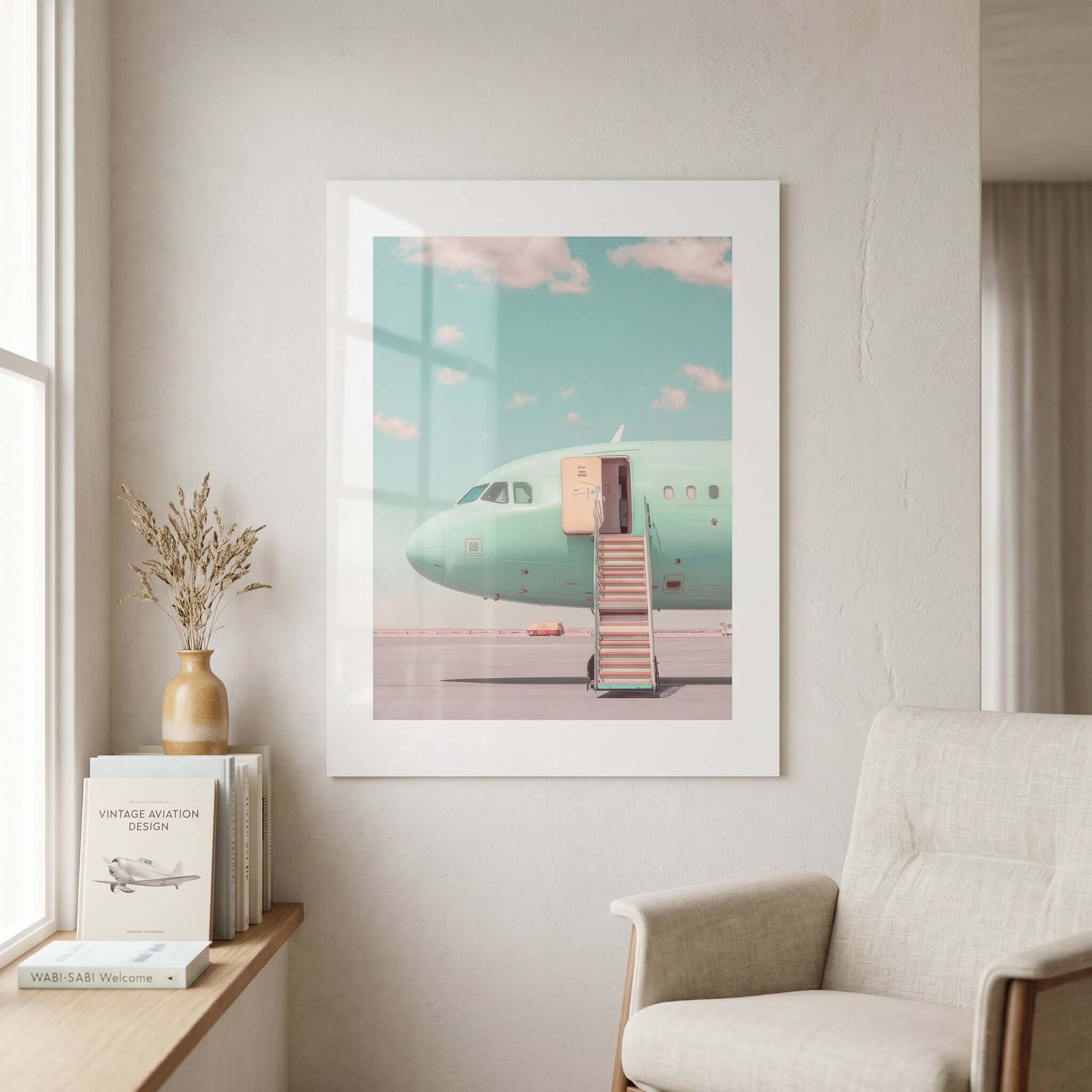 Cuadro Póster Avión en Tonos Pastel | Decoración de Viajes