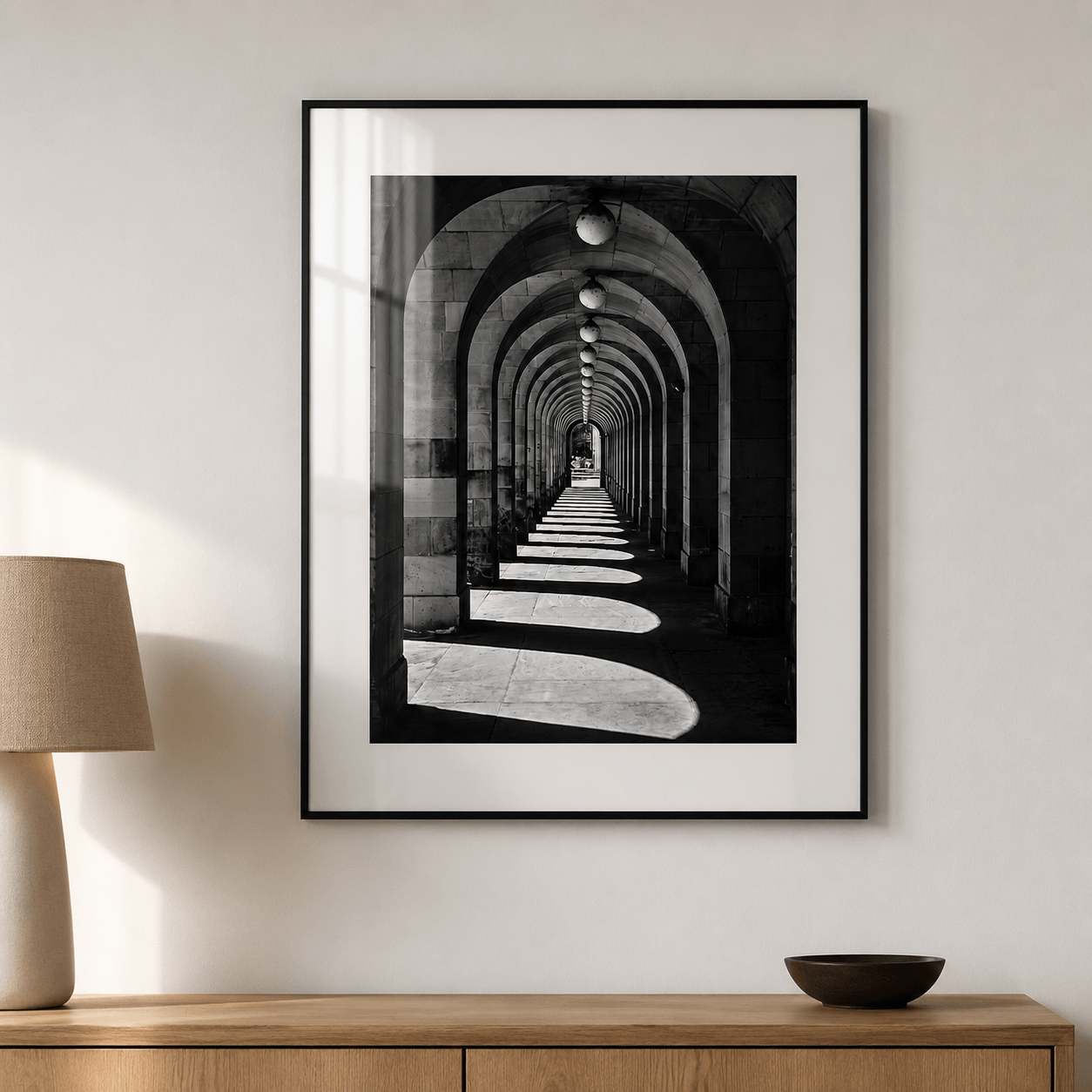 Cuadro Póster Pasillo de Arcos | Decoración Arquitectónica