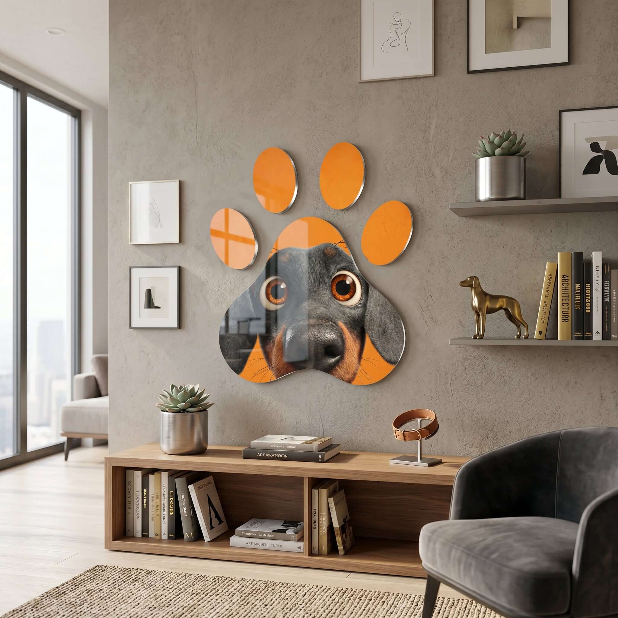 Cuadro Huella de Cachorro con Ojos Grandes | Decoración Divertida