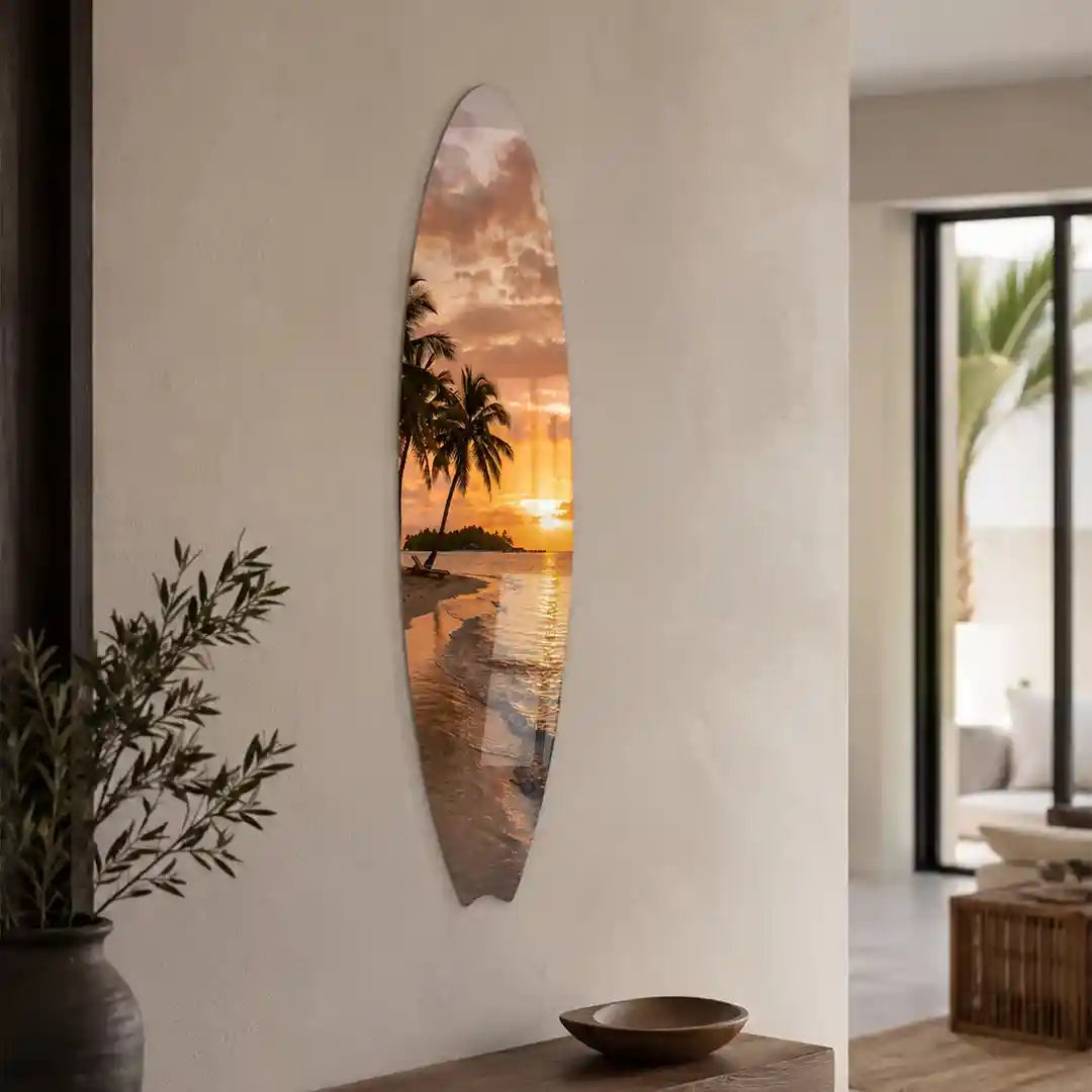 Cuadro Tabla de Surf | Atardecer Tropical