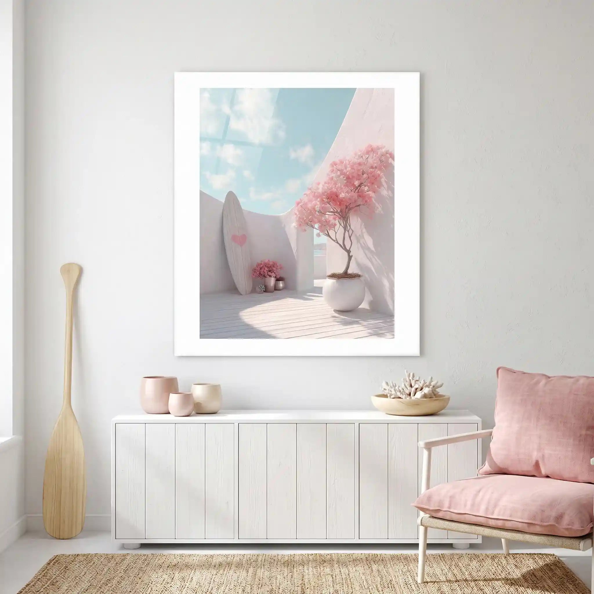 Cuadro Póster Surf Rosa | Pink Summer