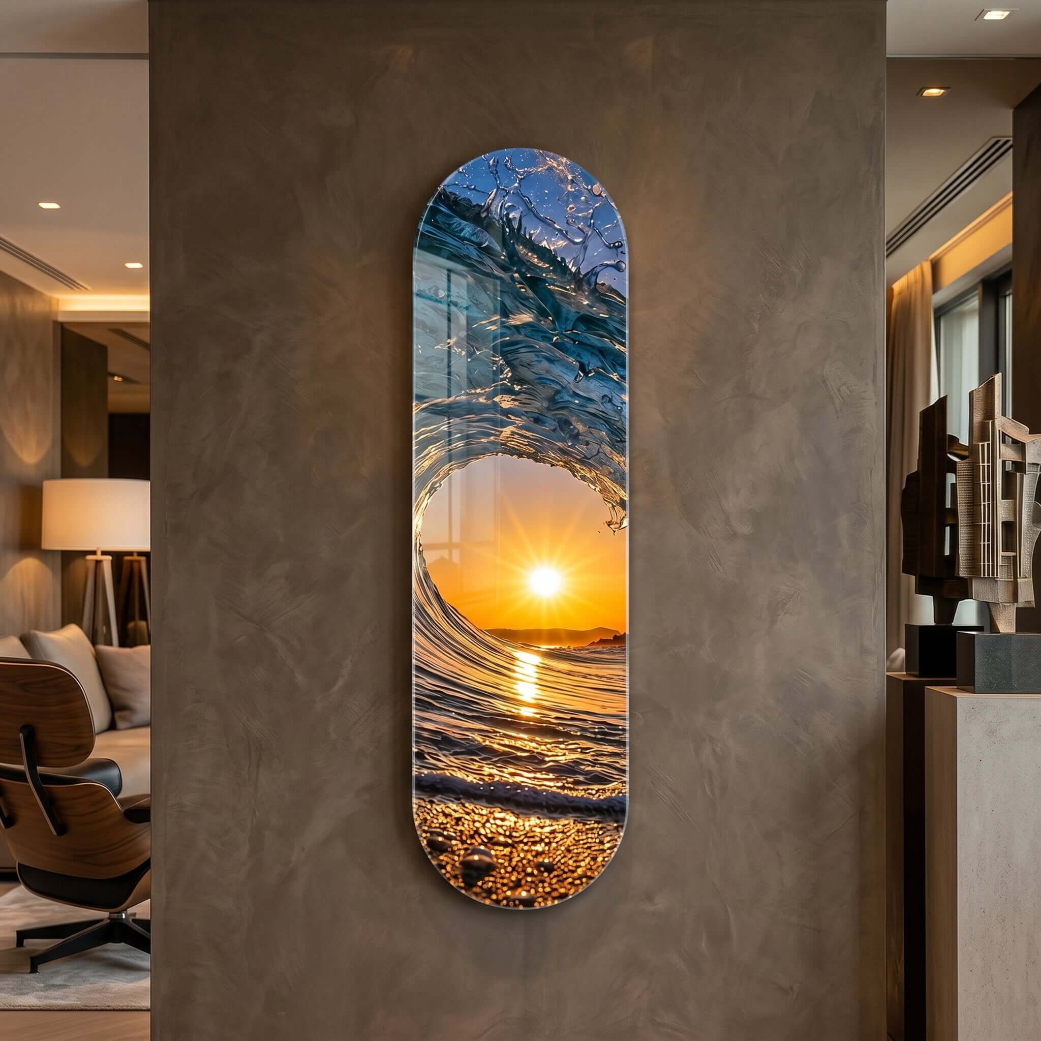 Cuadro Patineta con Atardecer en el Mar | Decoración Urbana