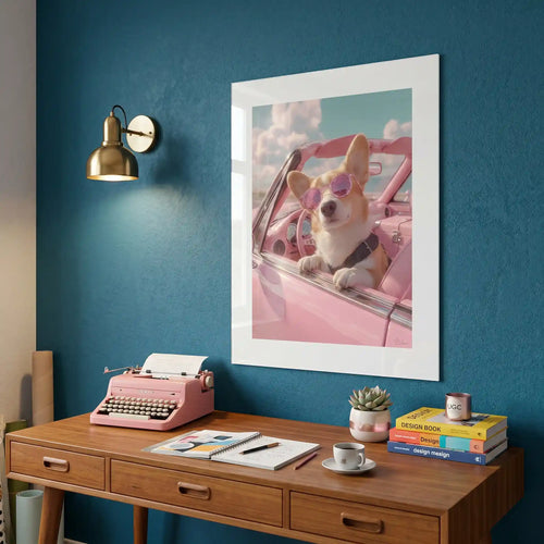 Cuadro Corgi Chic | Paseo Rosa Retro