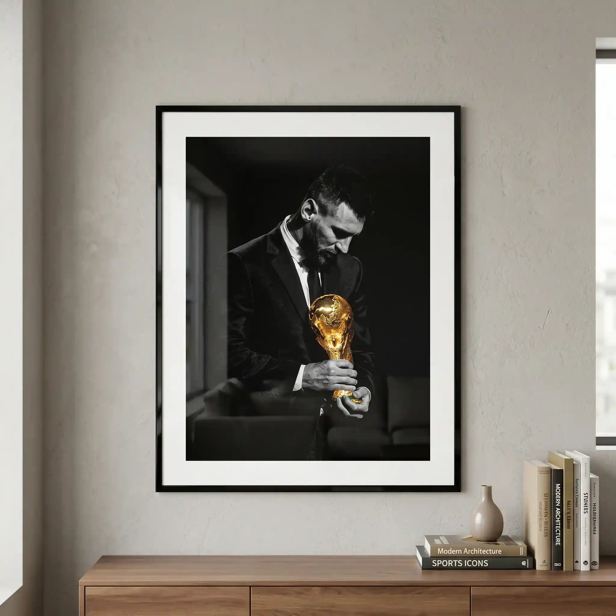 Cuadro Póster Lionel Messi Balón de Oro | Decoración de Fútbol