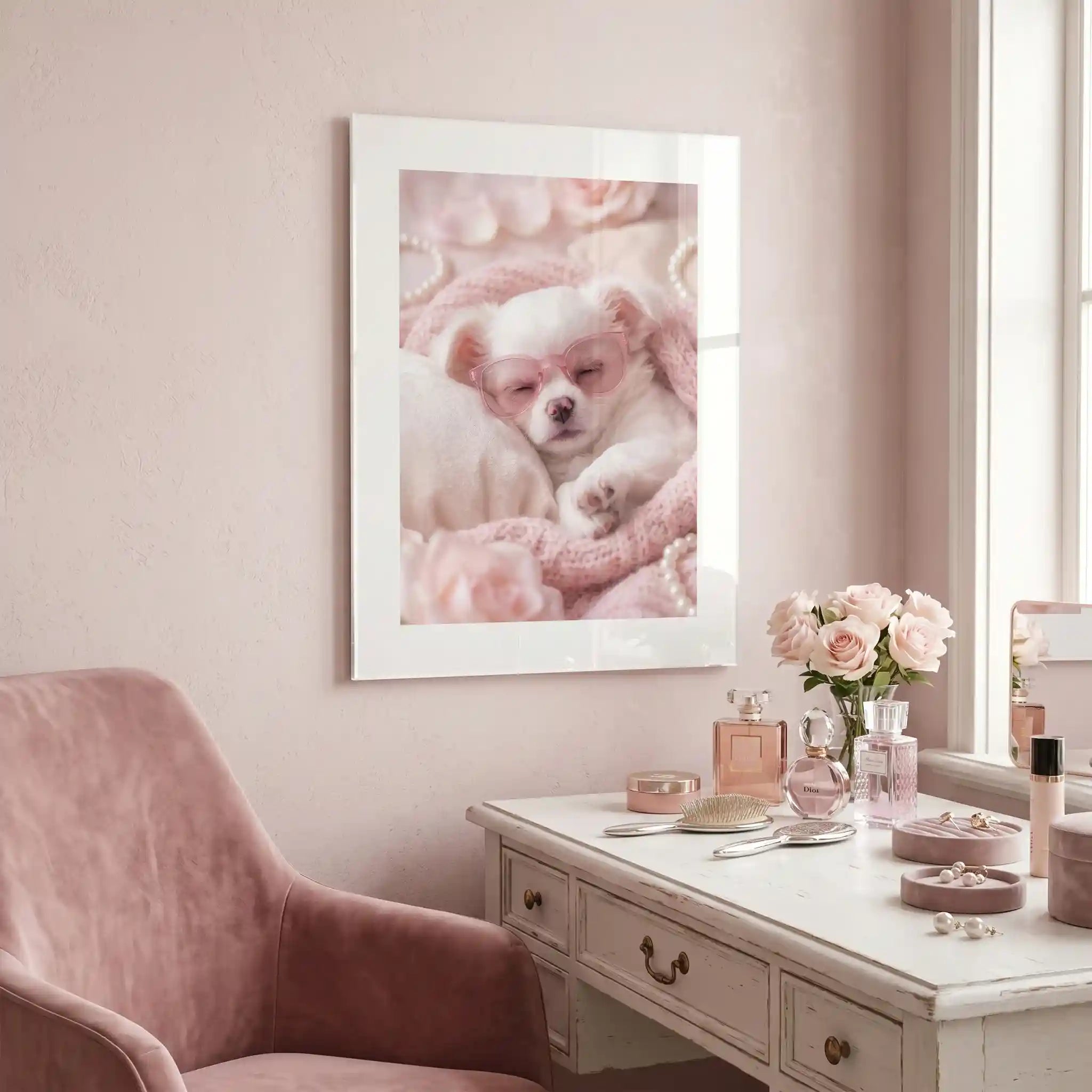 Cuadro Dulces Sueños | Perrito Rosa Chic