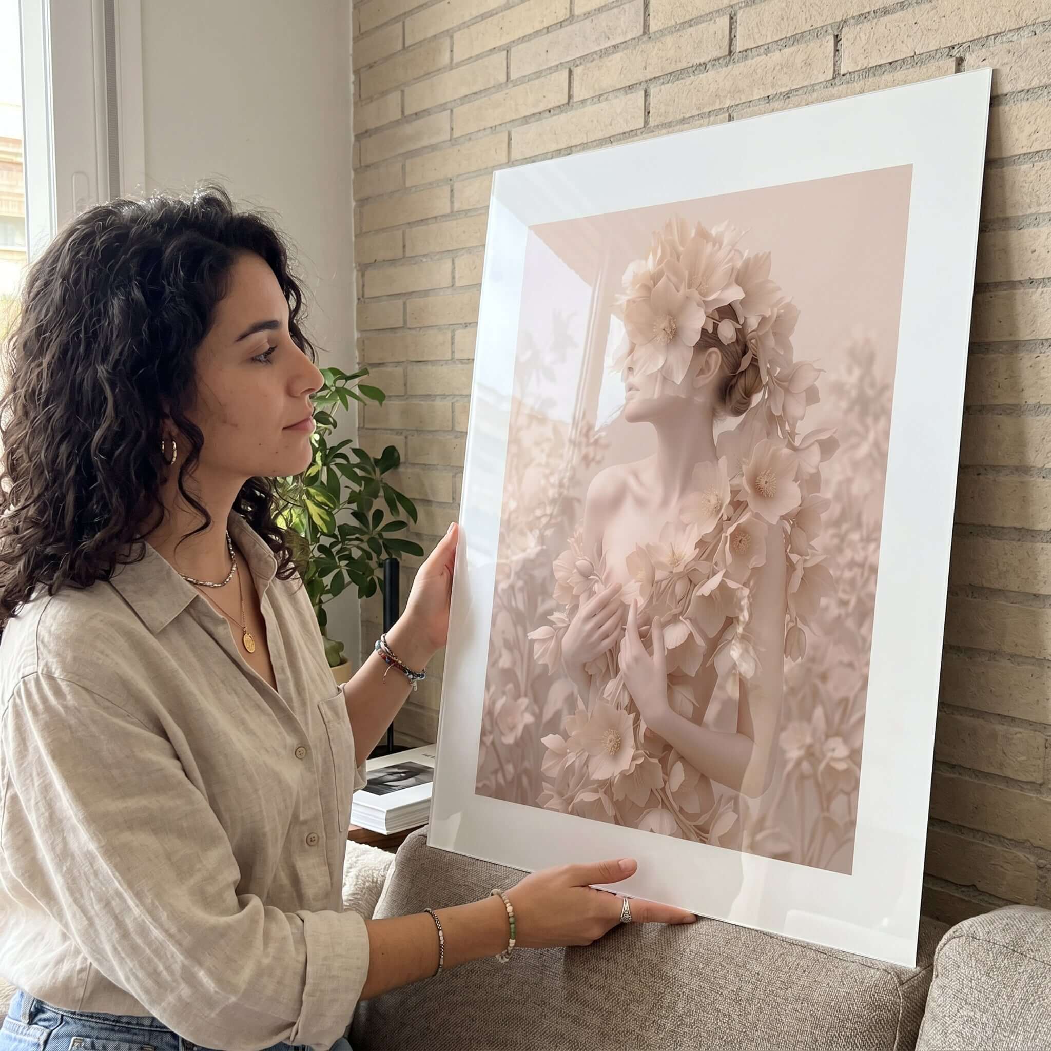 Cuadro Póster Mujer con Flores | Decoración Elegante