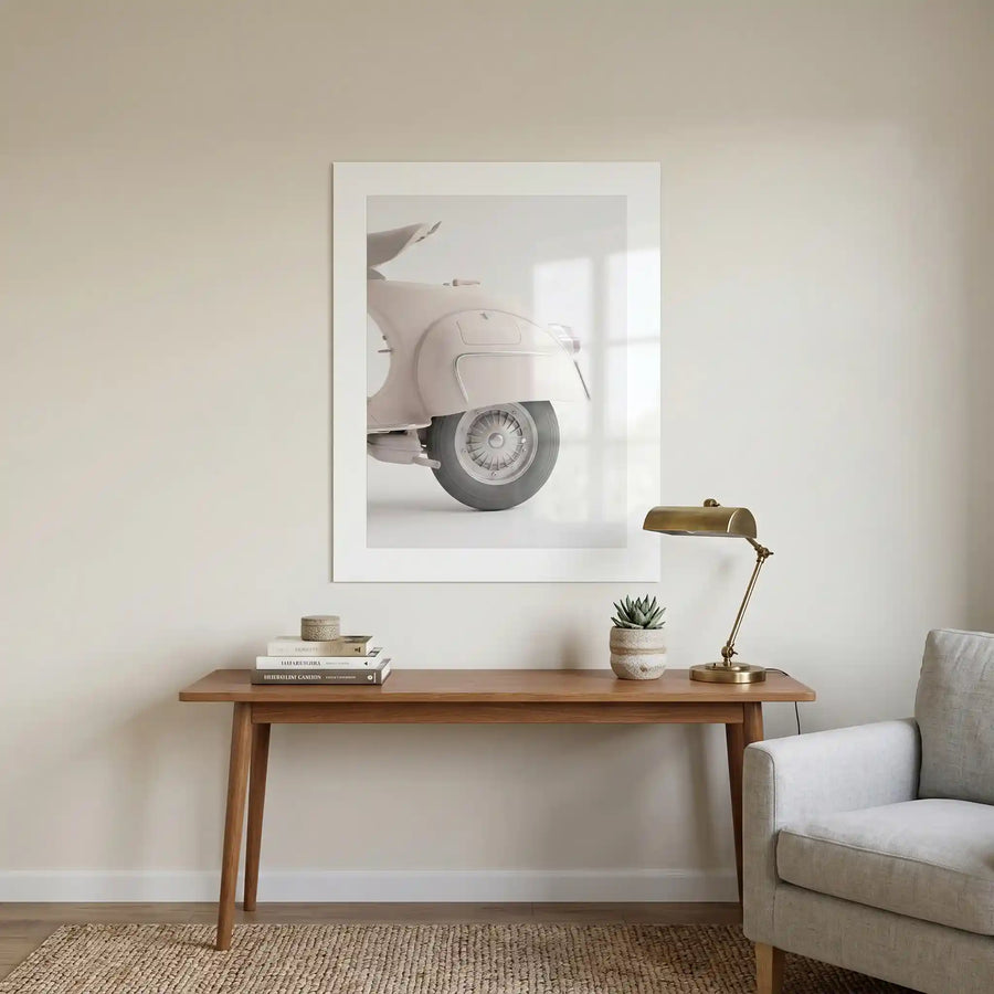 Cuadro Póster Vespa Blanca Minimalista | Estilo Retro