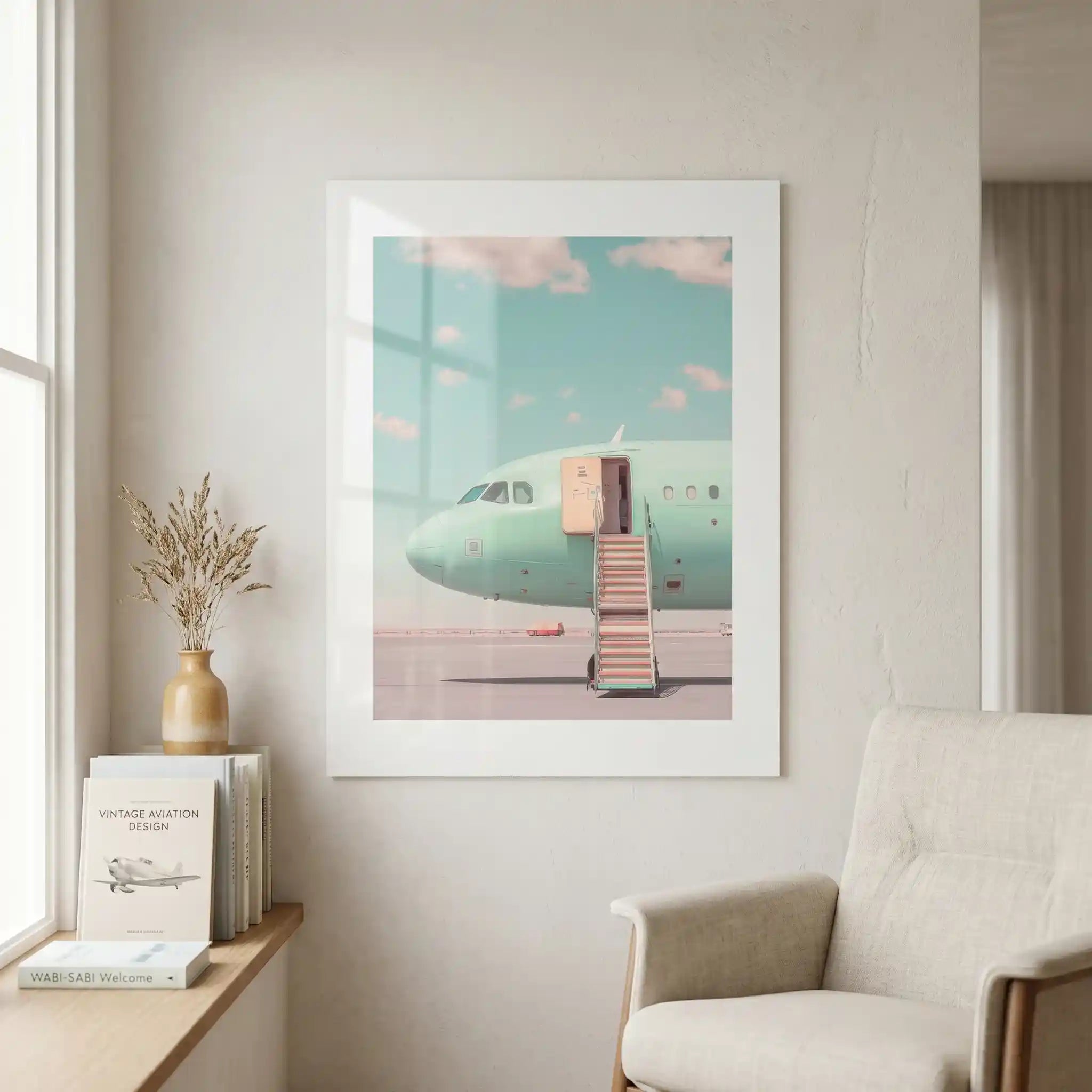 Cuadro Póster Avión Turquesa | Estilo Vintage Pastel