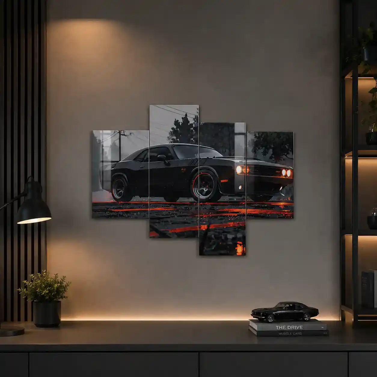 Cuadro de Metacrilato Dodge Challenger Negro | Decoración de Coches