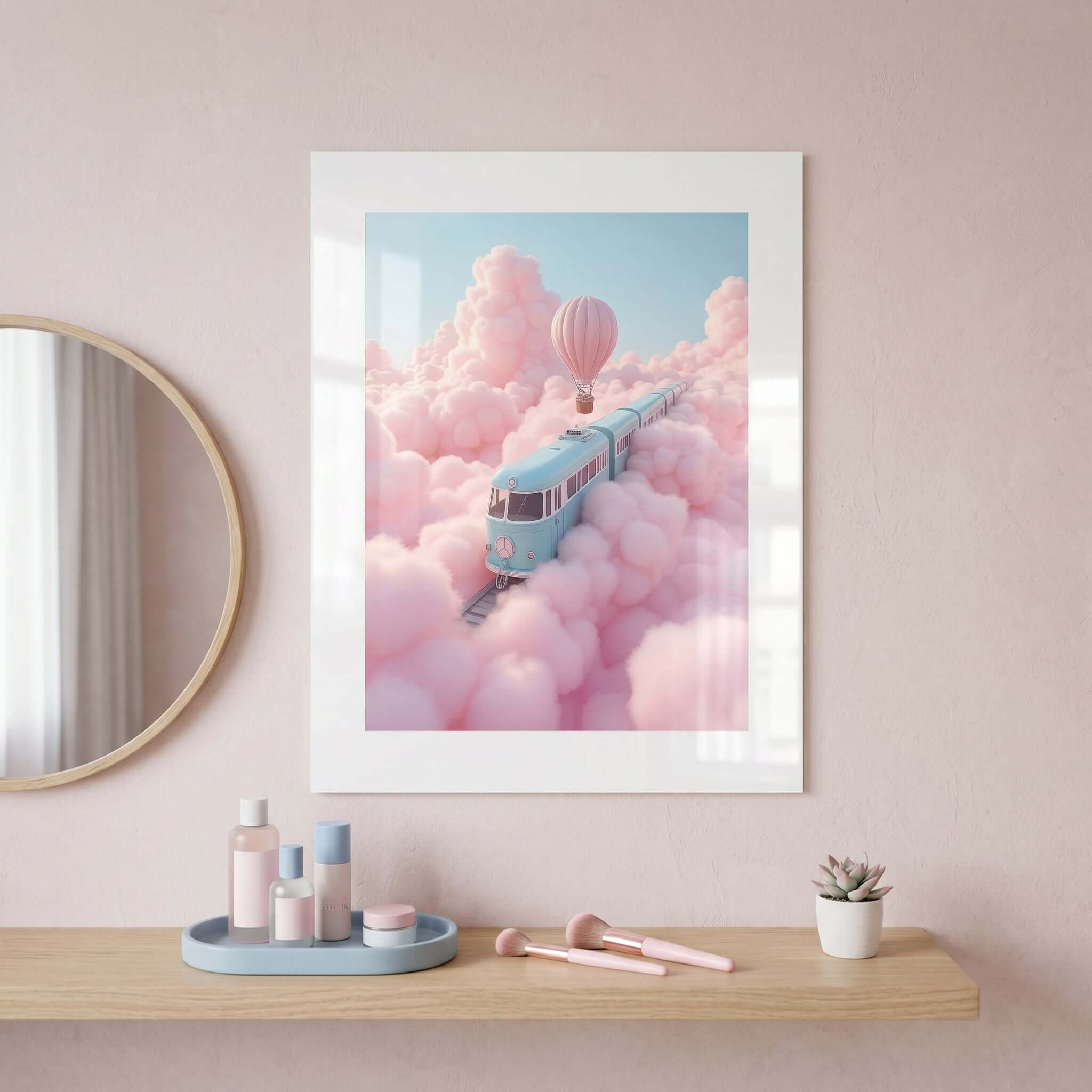 Cuadro Póster Autobús entre Nubes | Decoración Surrealista