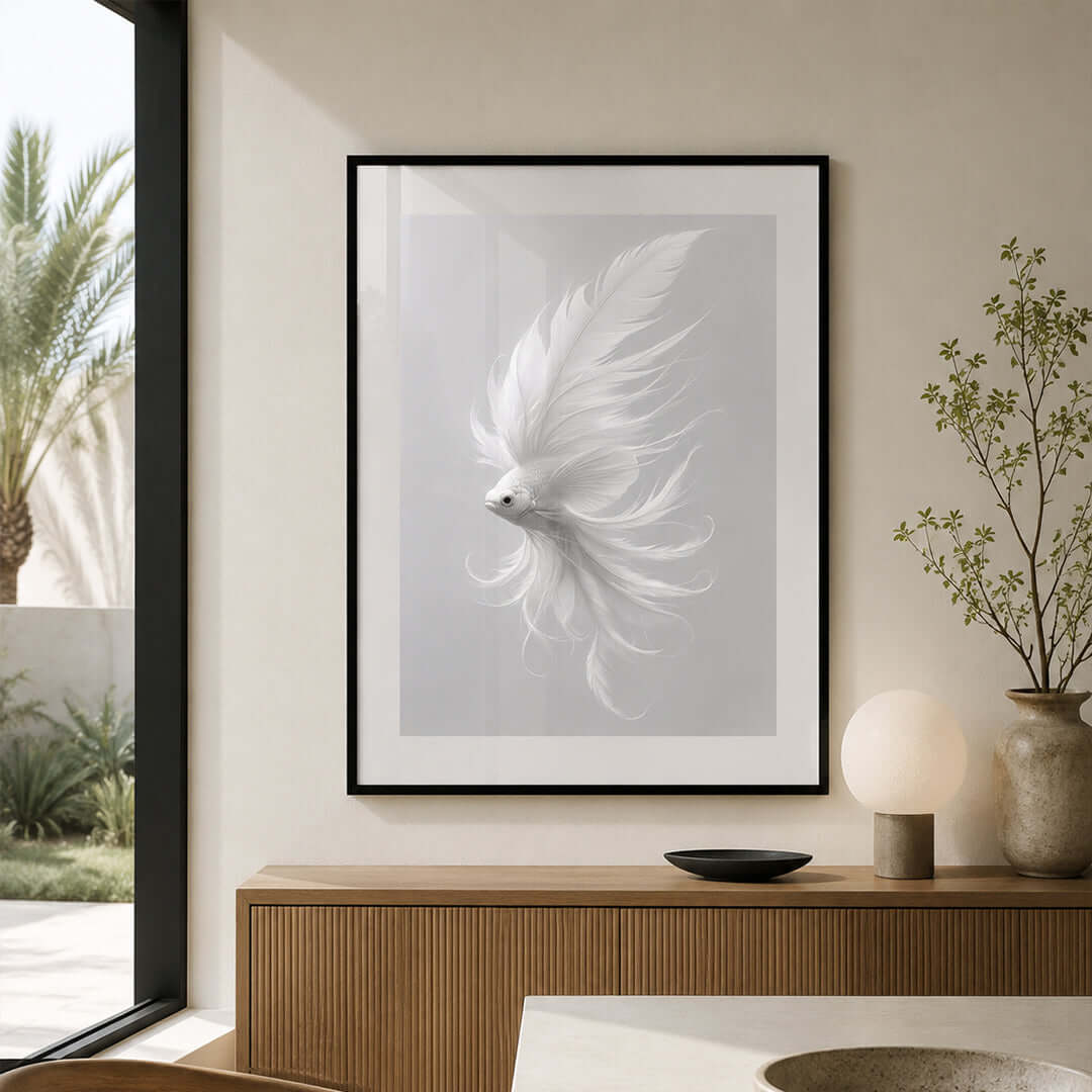 Cuadro Póster Pez Blanco | Decoración Minimalista
