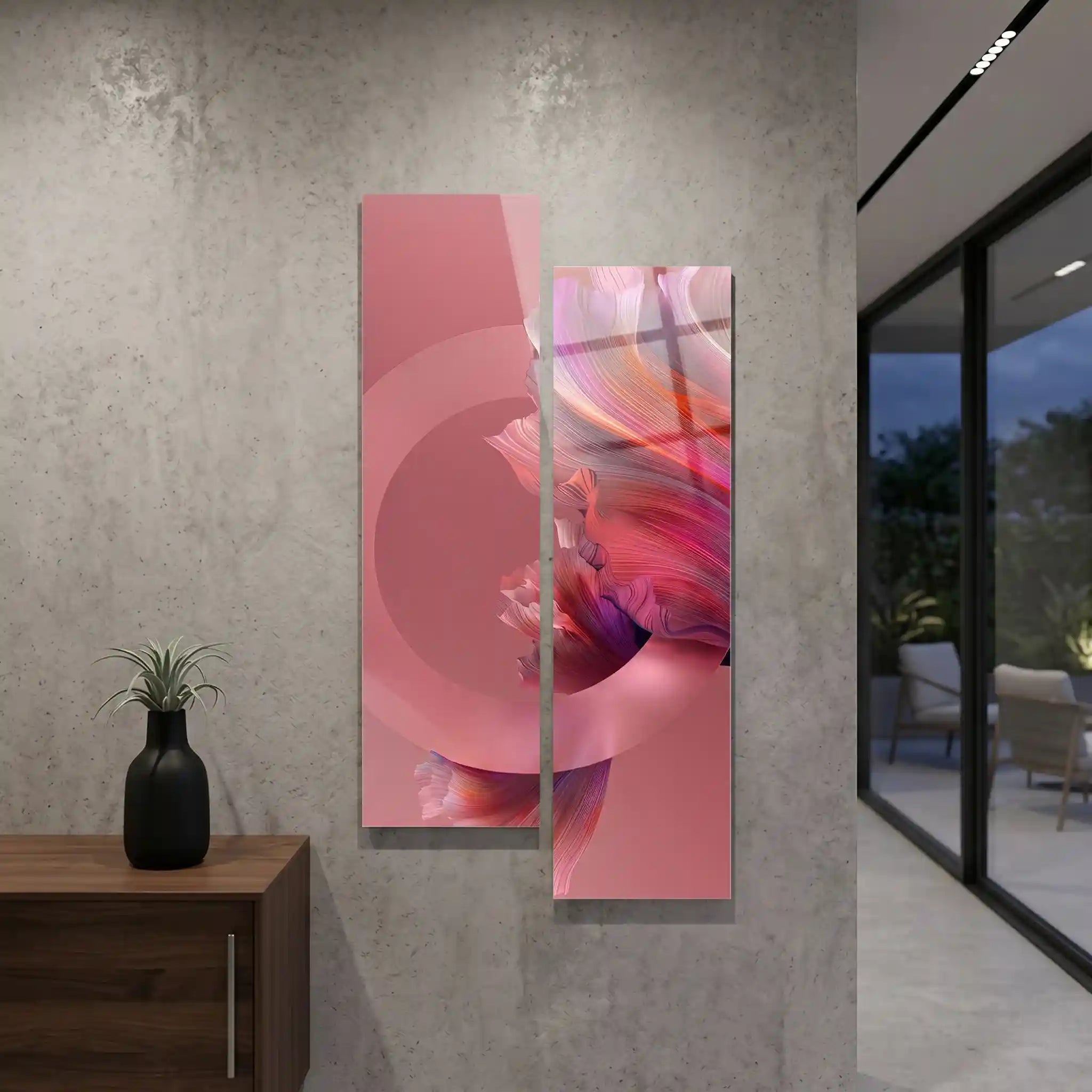 Cuadro Díptico Abstracto Rosa | Fluidez Contemporánea