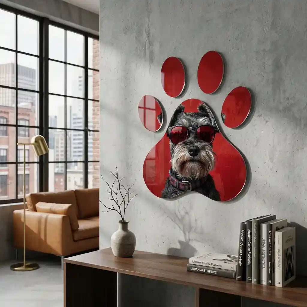 Cuadro Huella Canina | Schnauzer con Gafas | Arte Decorativo Moderno