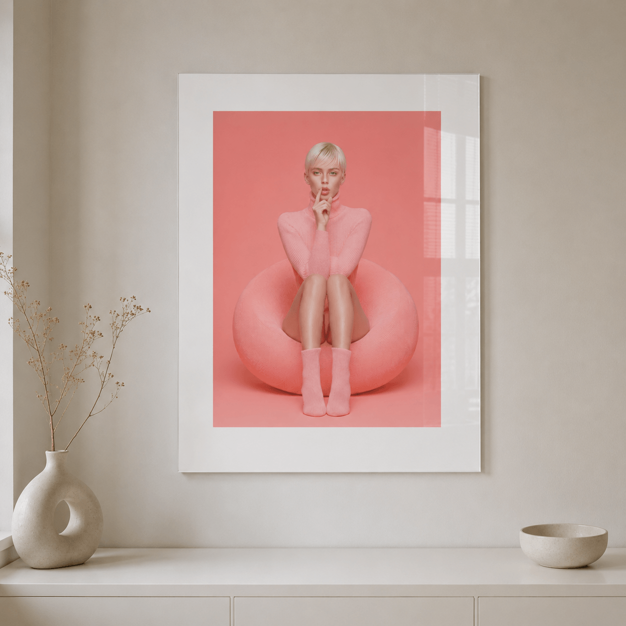 Cuadro Póster Modelo en Rosa | Decoración Moderna