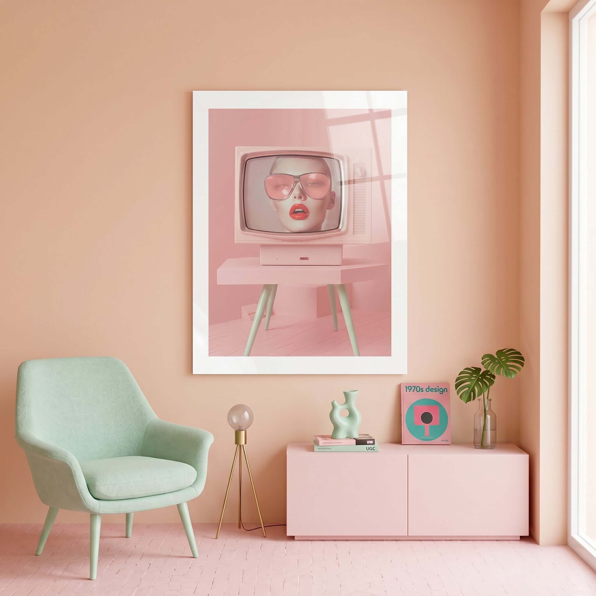 Cuadro Póster TV Vintage Rosa | Decoración Retro