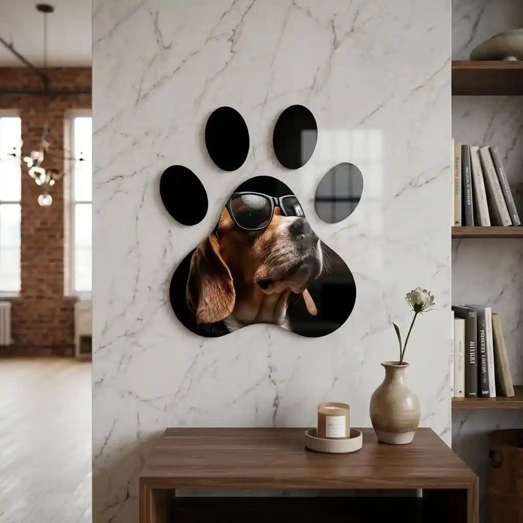 Cuadro Huella Canina | Perro con Gafas | Arte Decorativo Moderno