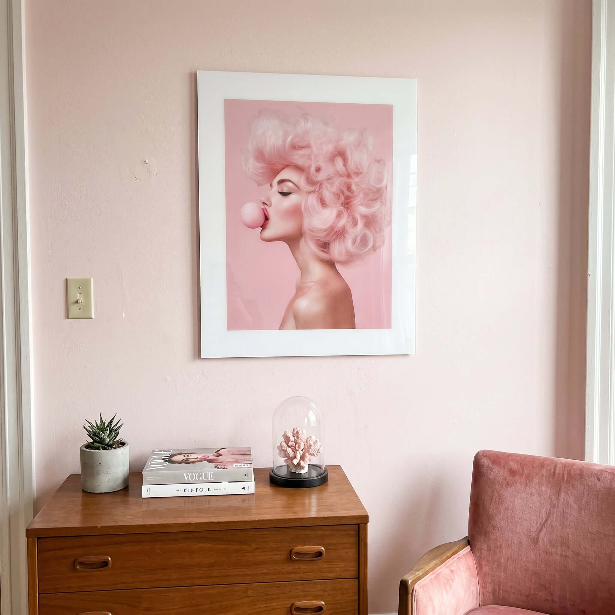 Cuadro Póster Mujer con Chicle Rosa | Decoración Pop