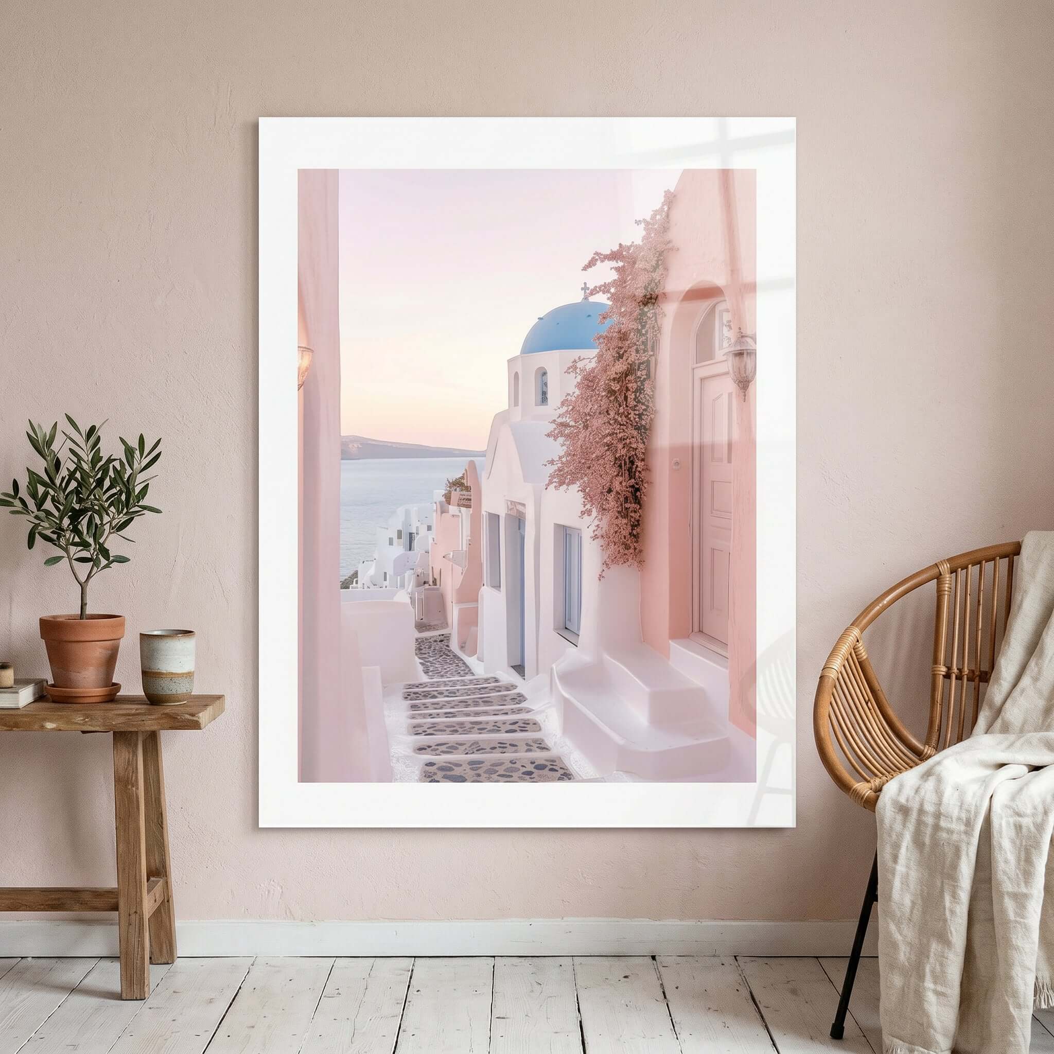 Cuadro Póster Santorini al Atardecer | Decoración Mediterránea