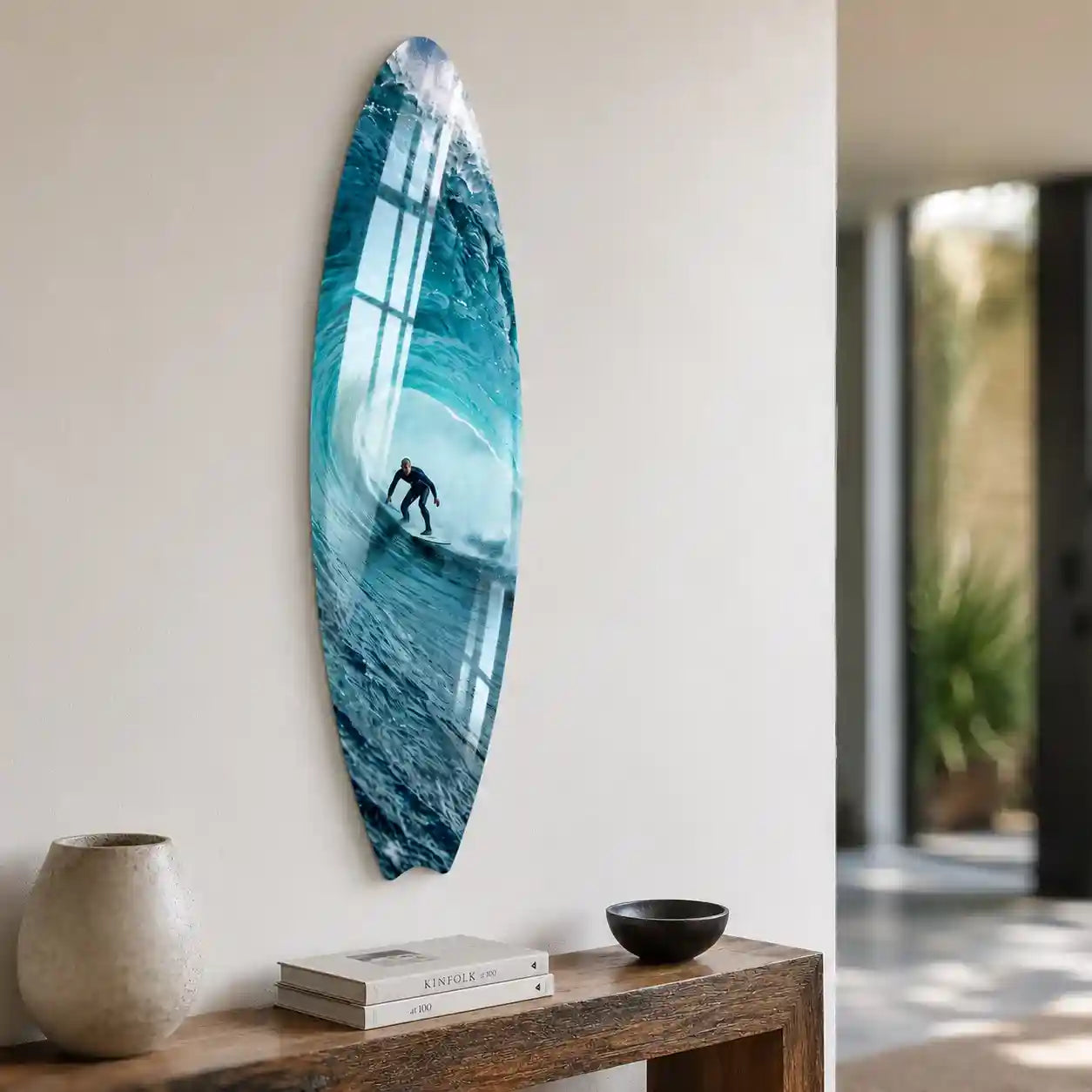 Cuadro Tabla de Surf con Ola Tubular | Decoración Costera