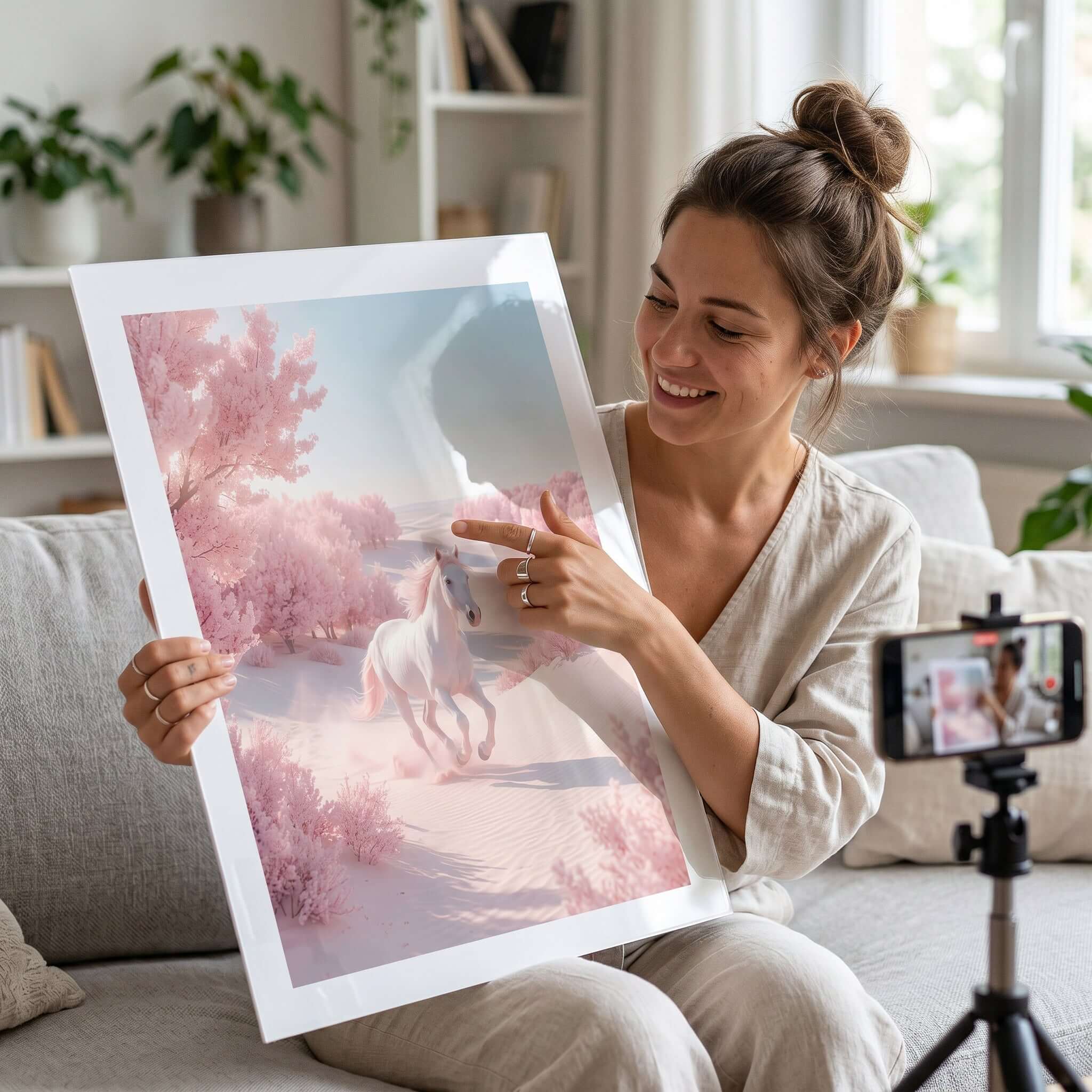 Cuadro Póster Caballo Rosa | Decoración en Tonos Pastel