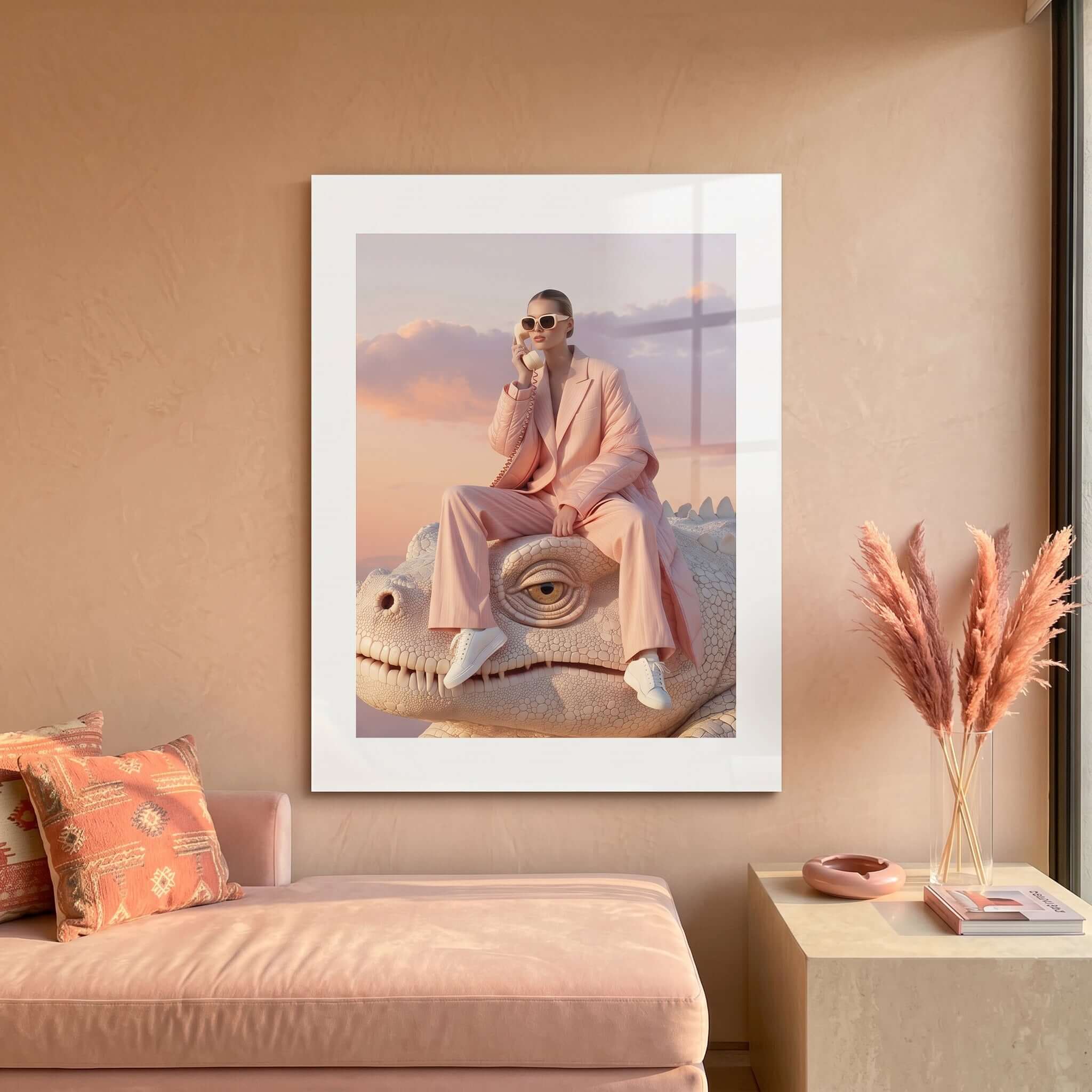 Cuadro Póster Mujer sobre Cocodrilo | Decoración Surrealista