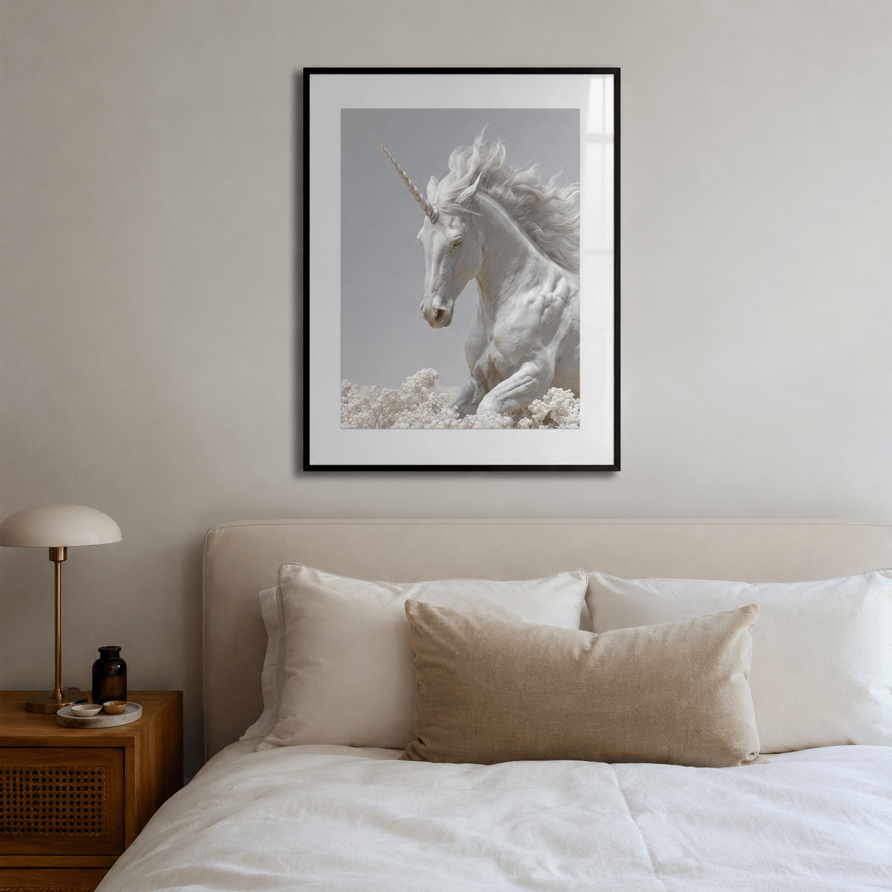 Cuadro Póster Unicornio Blanco | Decoración de Fantasía