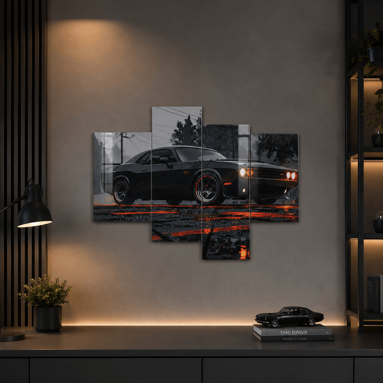 Cuadro de Metacrilato Dodge Challenger Negro | Decoración de Coches