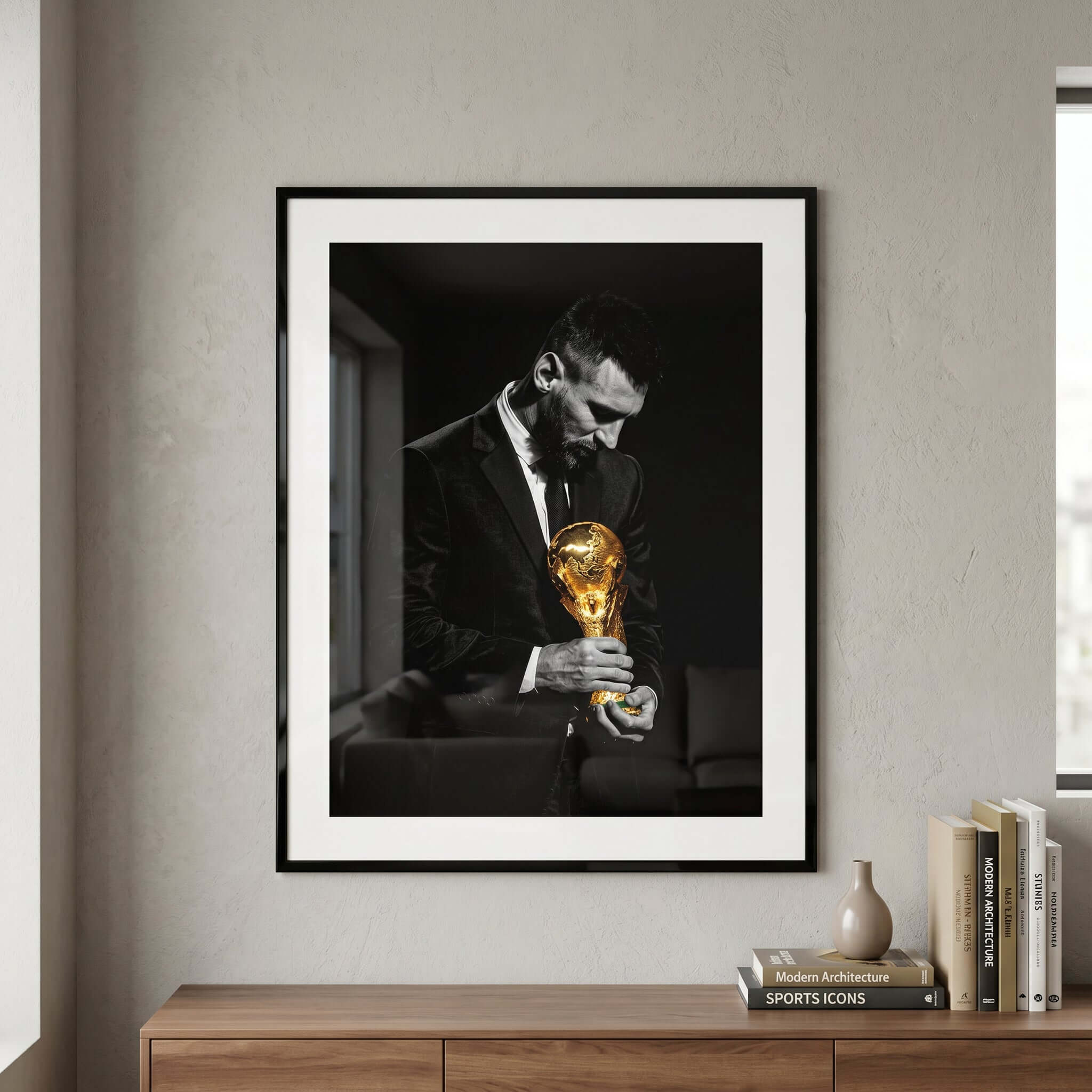 Cuadro Póster Lionel Messi Balón de Oro | Decoración de Fútbol