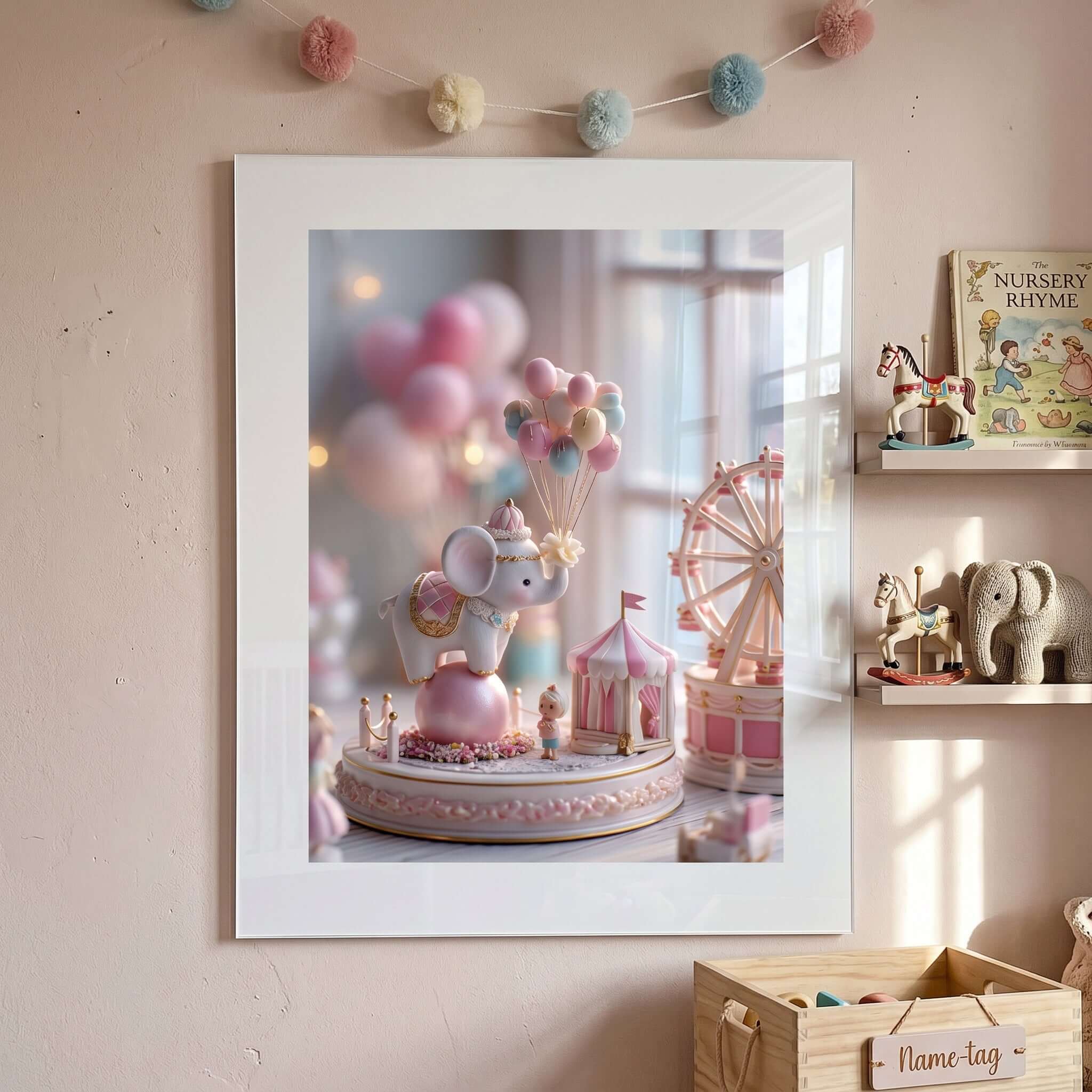 Cuadro Póster Elefante de Circo | Decoración Infantil Pastel