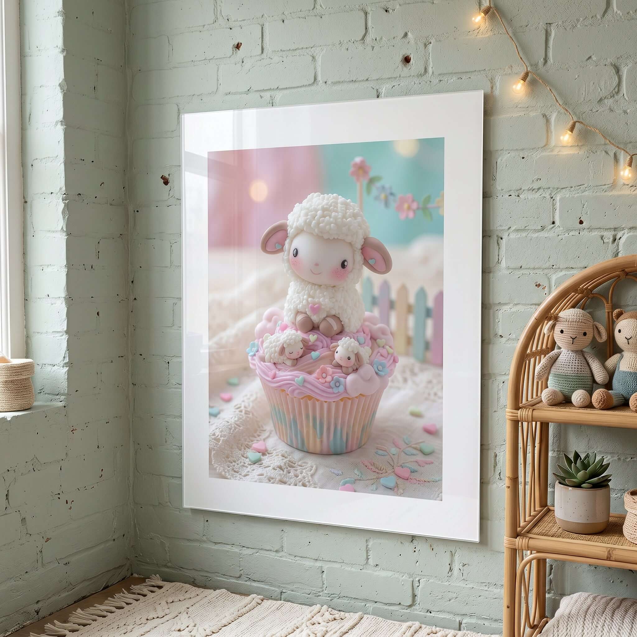 Cuadro Póster Oveja Blanca | Decoración Infantil Pastel