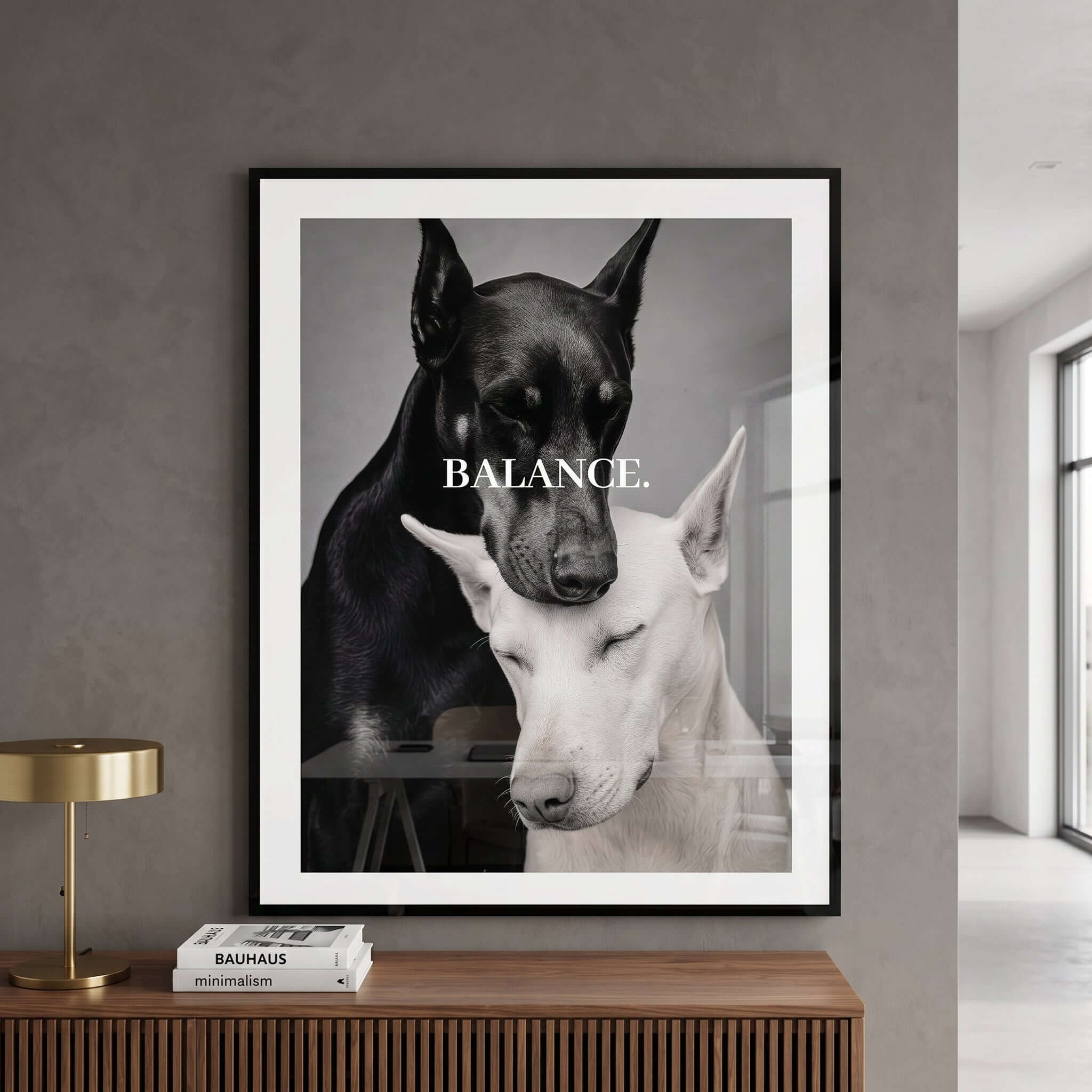 Cuadro Póster Balance | Decoración Moderna con Dóberman