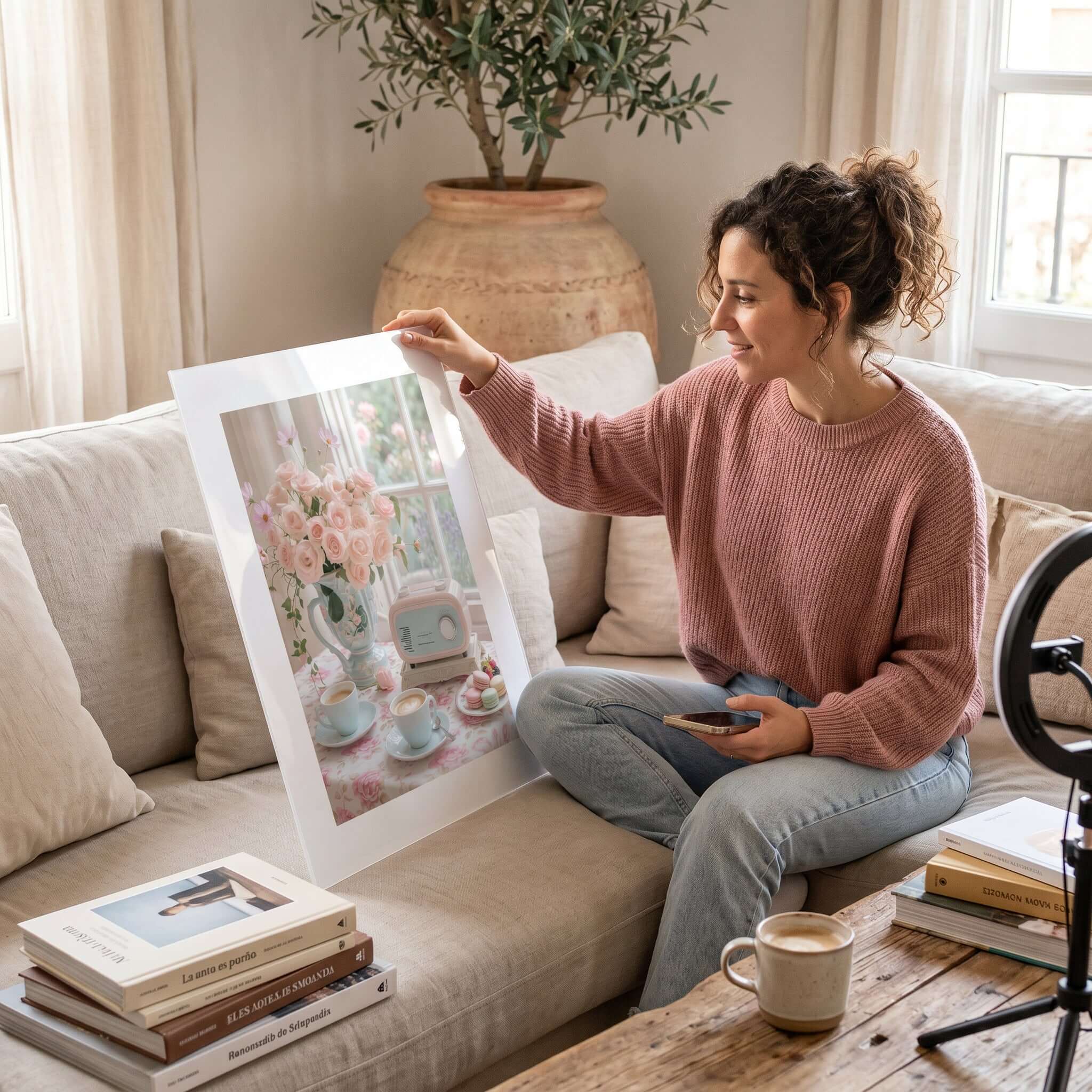 Cuadro Póster Mañana de Rosas | Decoración Floral Pastel