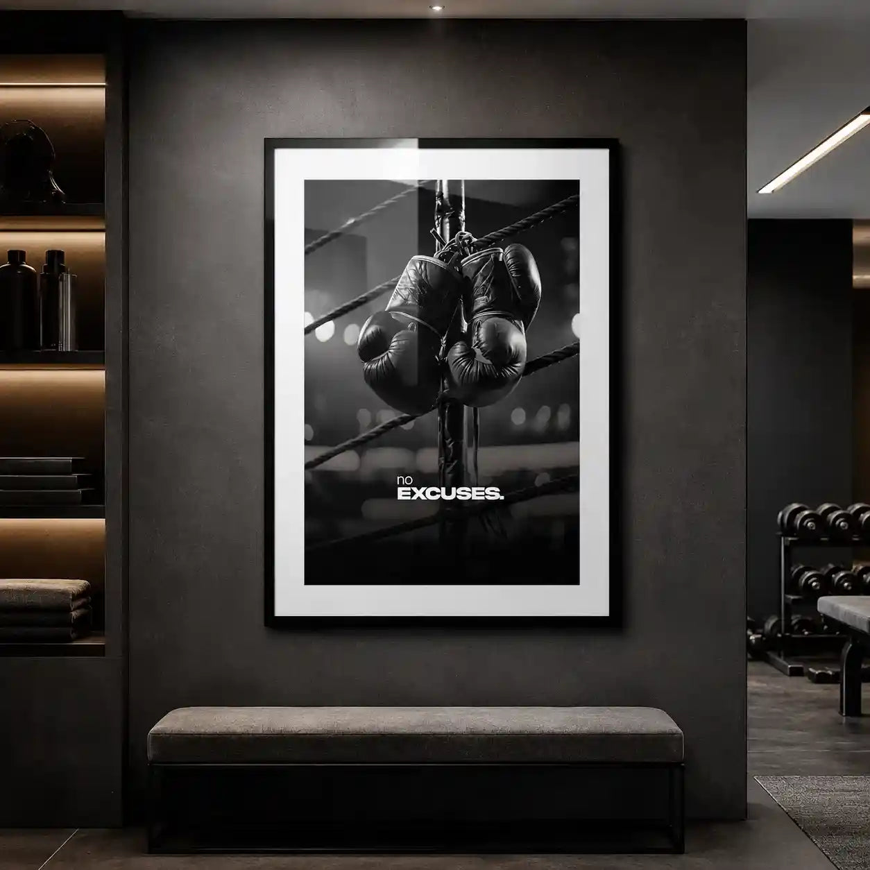 Cuadro Motivacional Boxeo | No Excuses | Disciplina y Superación