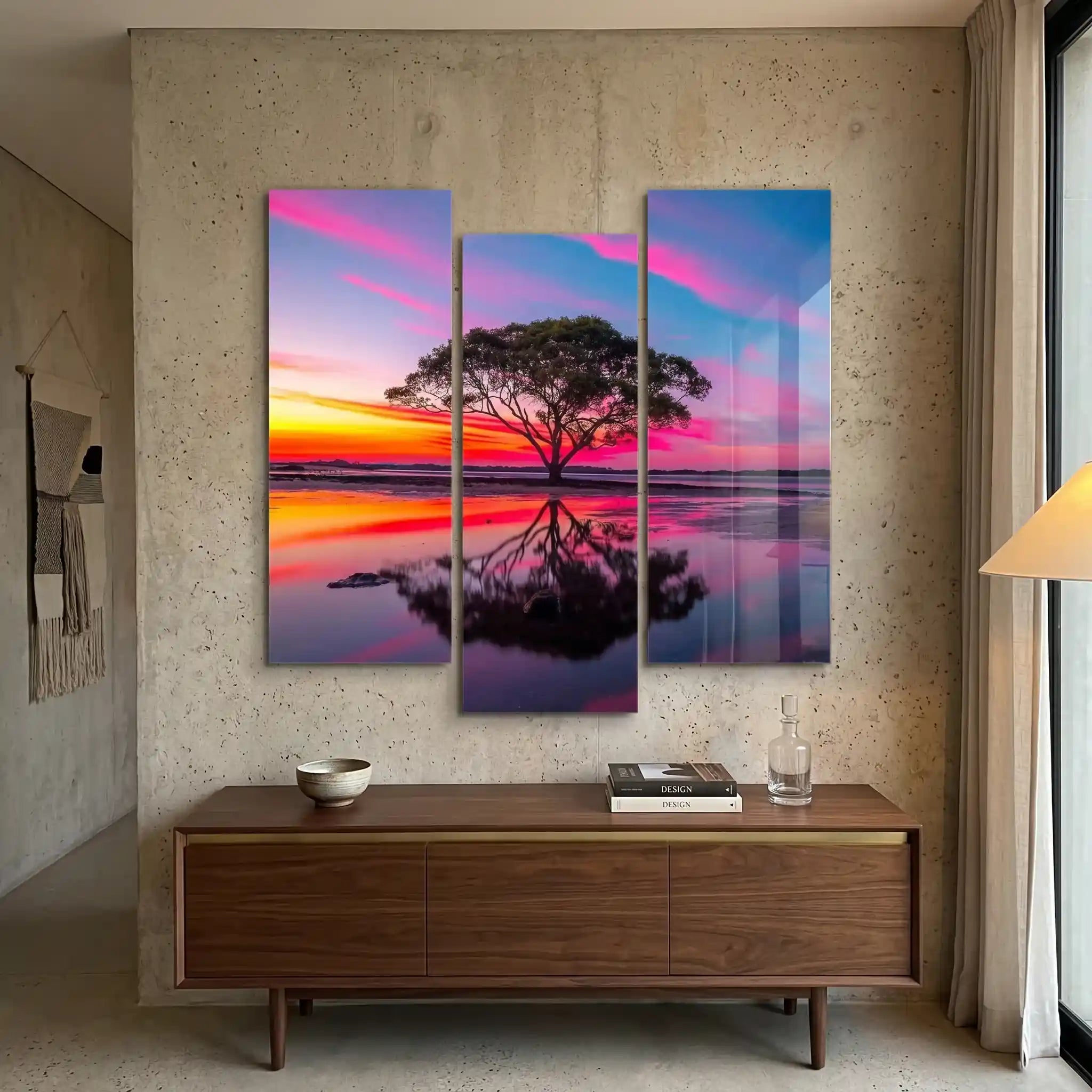 Cuadro Árbol al Atardecer | Reflejo Carmesí