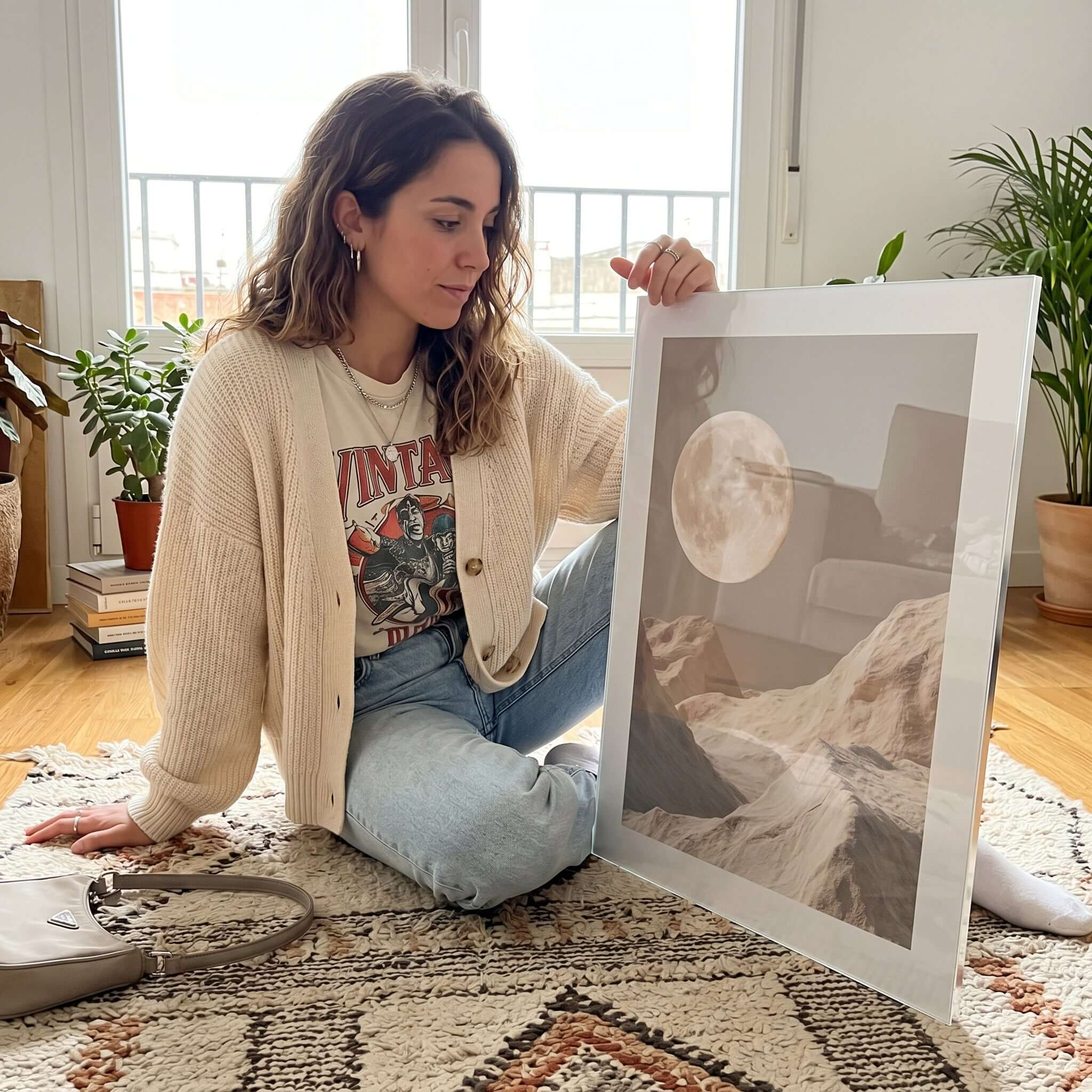 Cuadro Póster Luna sobre Montañas | Decoración Minimalista