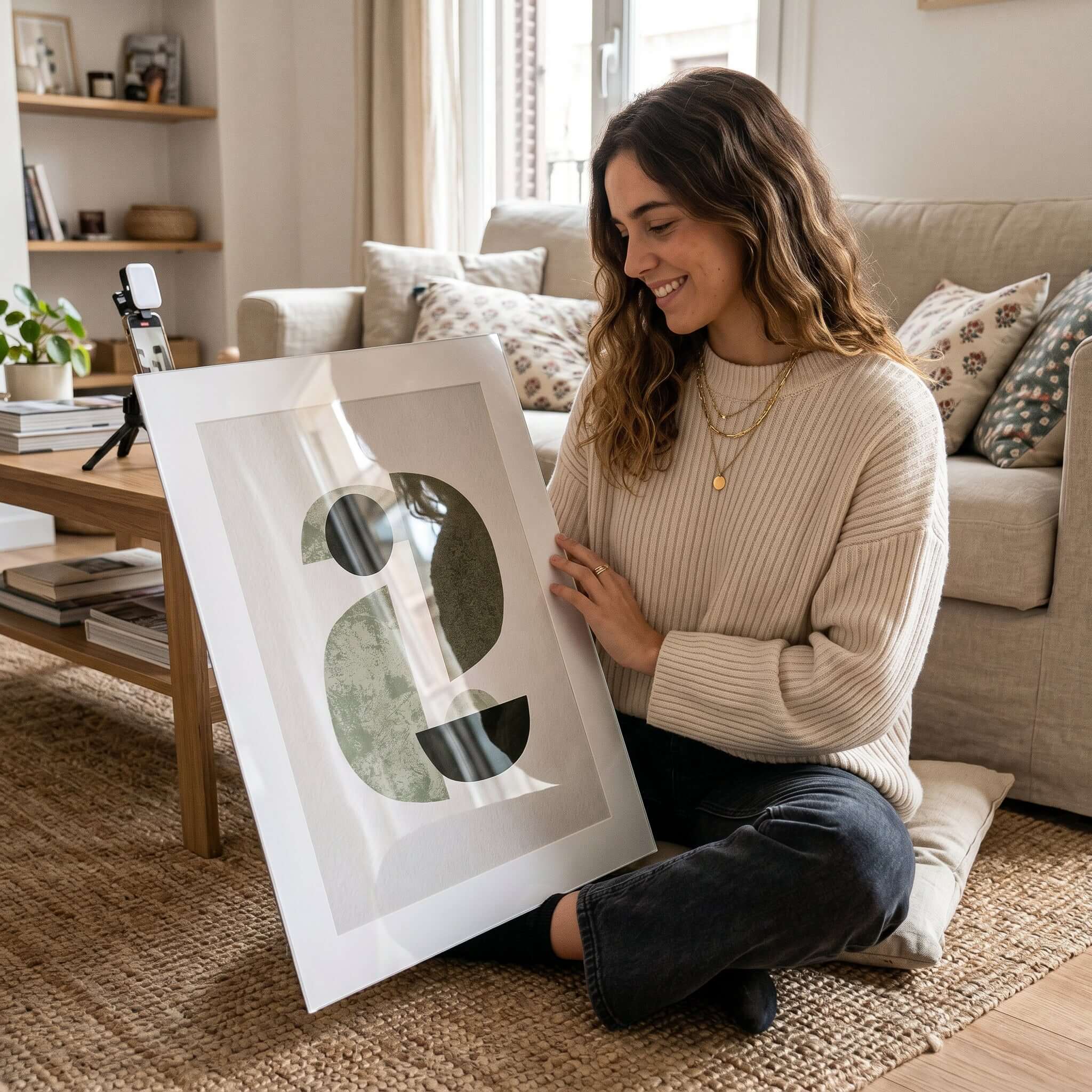 Cuadro Póster Geométrico Verde | Decoración Minimalista